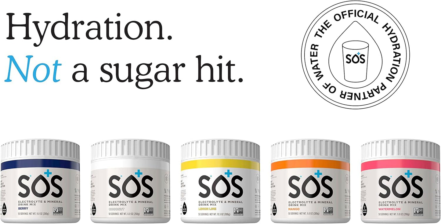 SOS Hydration Electrolyte Hydration Powder Mix, Watermelon - 250 grams