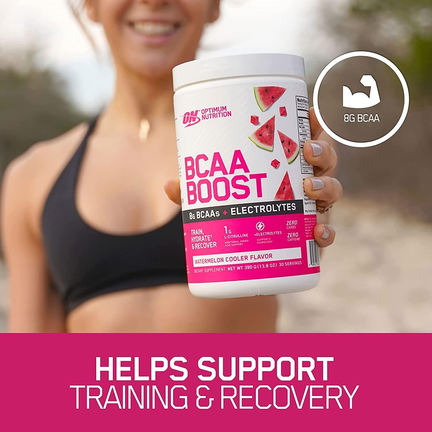 OPTIMUM NUTRITION BCAA BOOST 8g BCAA + Electrolytes Powder, Grape Burst Flavour, 390g, 30 Servings