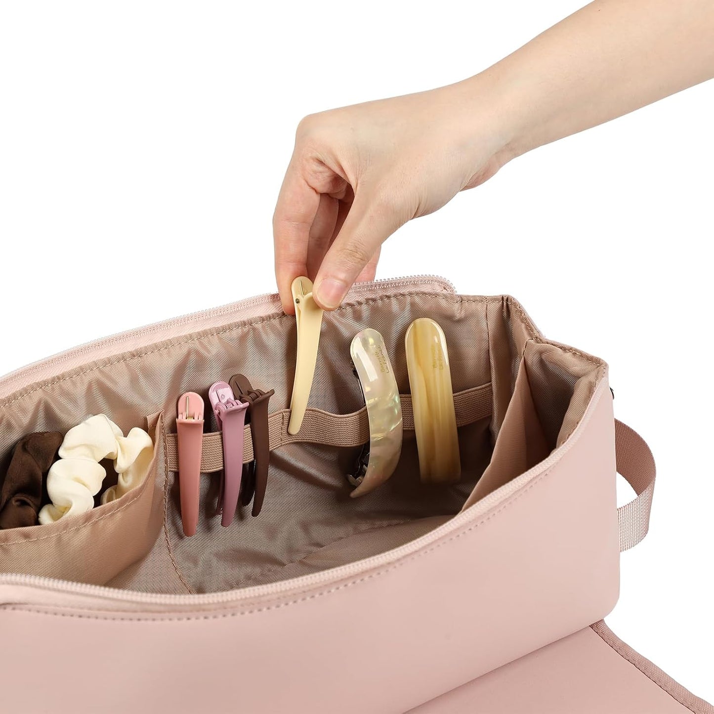 FINDCOZY Hair Tools Travel Bag, Haircare Accessory Organizer with Heat Resistant Mat for Curling Iron, Straighteners and Styling Appliance, Pink