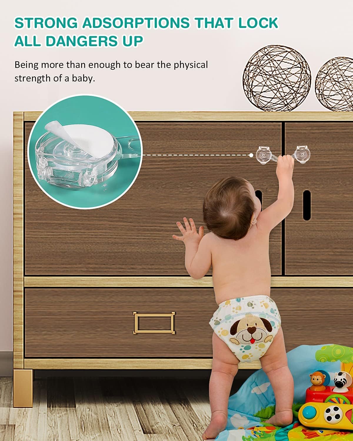 Cabinet Locks for Babies, Baby Proofing Safety Locks, 10 Pack DUOSI No Screws No Magnets Fridge Refrigerators Locks Baby Proofing Child Safety Cabinet Locks for Kitchen Cabinets and Drawers