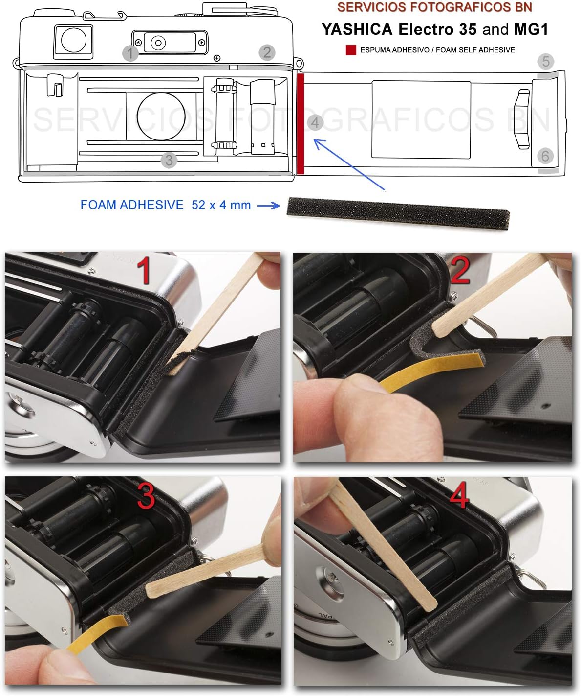 Adaptor + 2 Batteries for Yamaha Electro 35, (GL, GSN, GTN, GT, G, GS), AX SLR and MG1 - (PX32 to 4LR44)