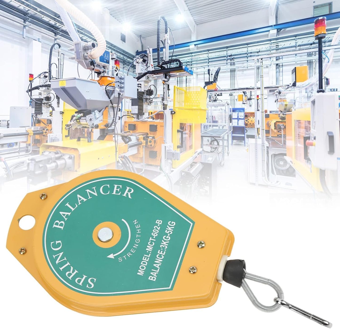 Spring Balancer, 3 to 5Kg Load Small Multi Function Retractable Spring Balancer Strong Bearing and Safe Tool Fixtures Holder Hanging with Safety Device for Assembly Lines
