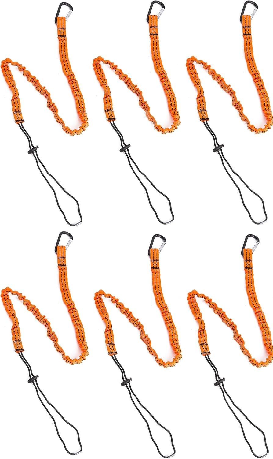 6PCS Safety Tool Lanyard with Carabiner Clip - Retractable Lanyard Bungee Chord Tools
