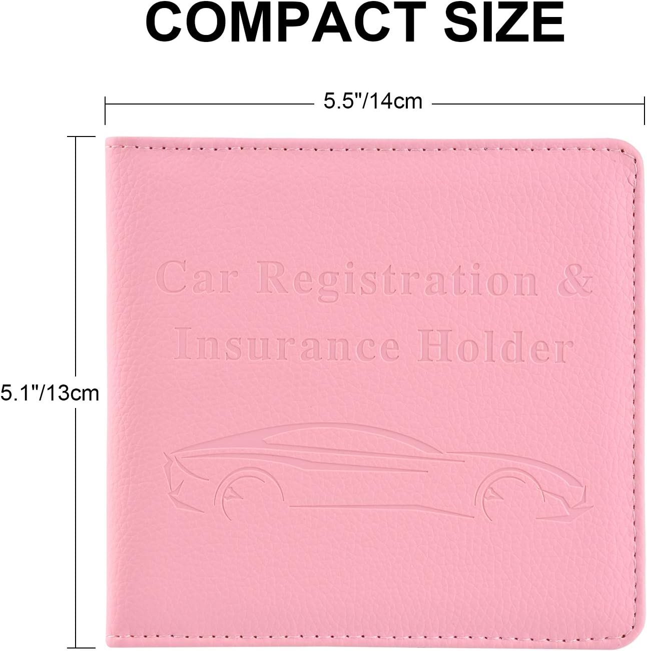 Car Registration and Insurance Holder, Vehicle Glove Box Car Organizer Men Women Wallet Accessories Case for Cards, Essential Document, Driver License by Cacturism, Pink