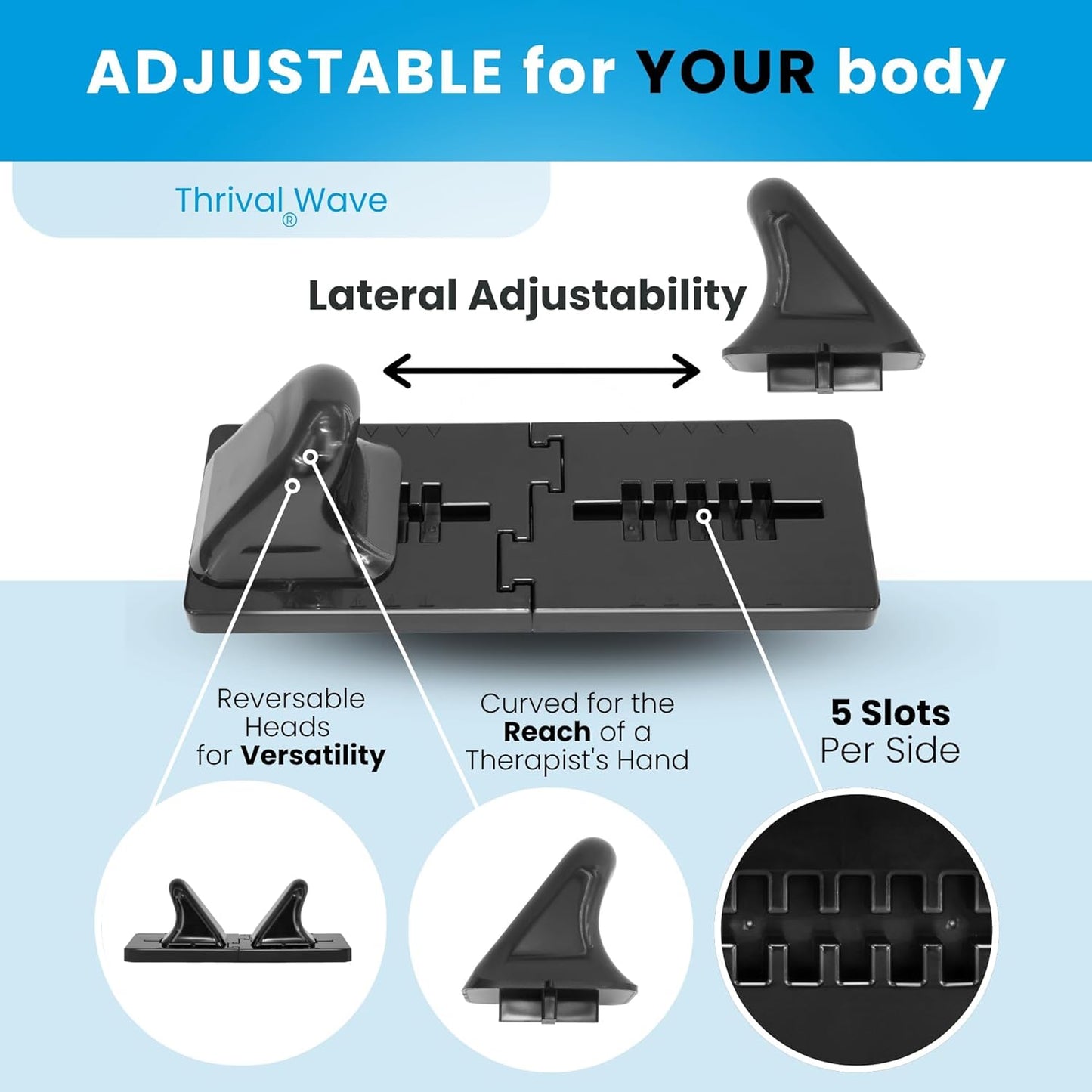 Thrival Wave - Fully Adjustable Psoas Muscle Release Tool for QL, Hip Flexor Trigger Point and Myofascial Release Tool - Black