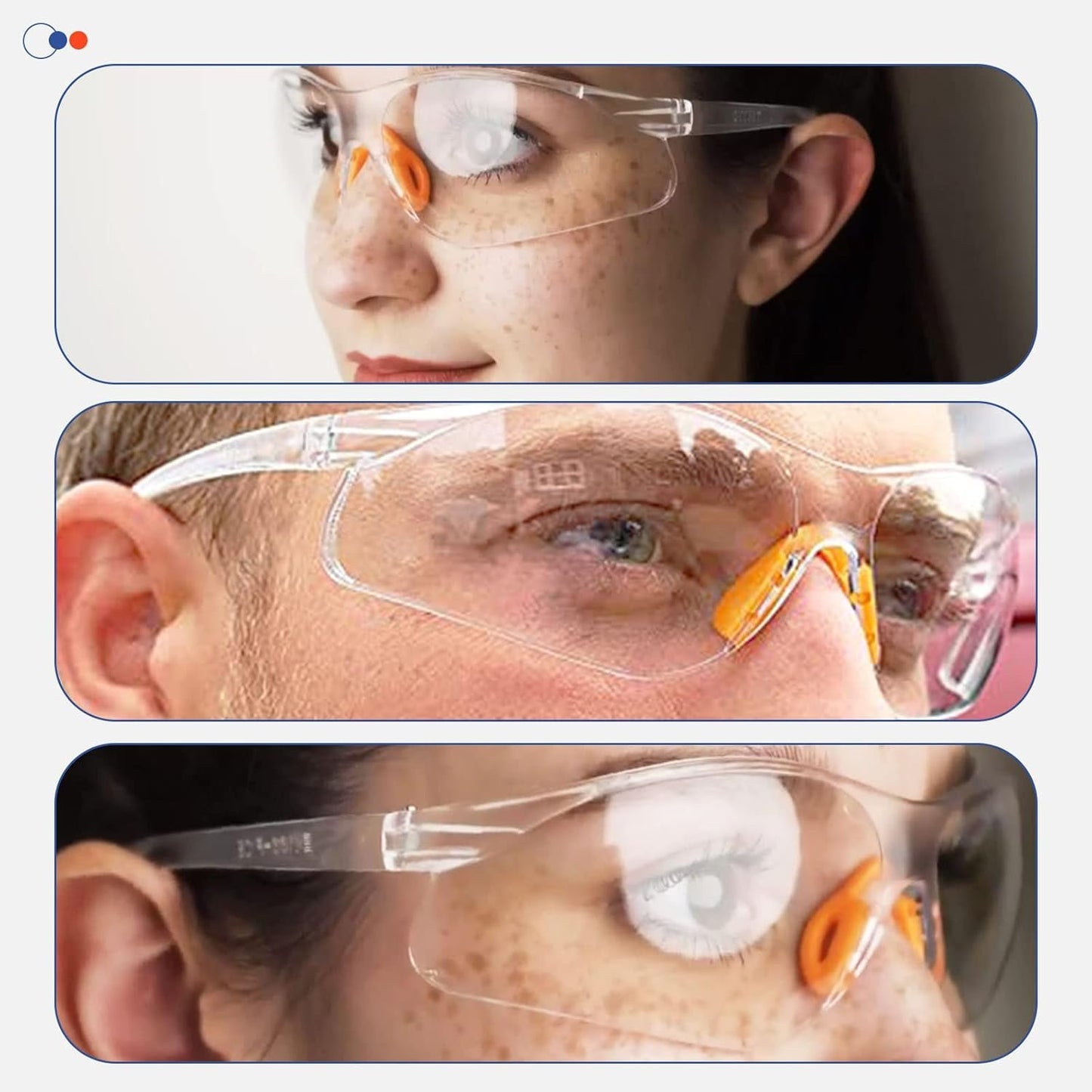 LFRANK 8 Pack of Safety Protection Glasses-Protective Glasses, Safety Goggles Eyewear Eyeglasses for Eye Protection with Clear Plastic Lenses and Featuring Rubber Nose and Ear Grips