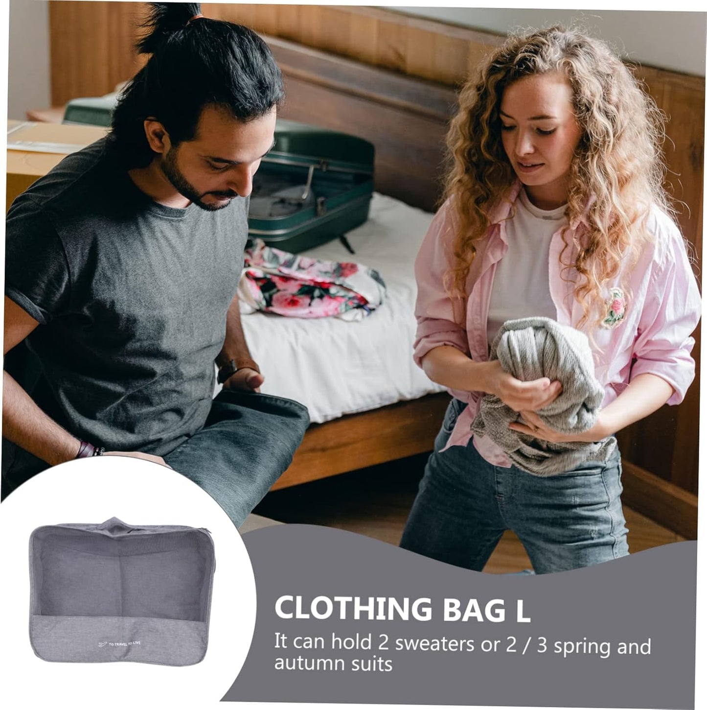 Holibanna 7Pcs Travel Packing Cubes Zipper Clothing Storage Pouches for Luggage Organization Travel Accessories for Clothes Shoes and Makeup Grey