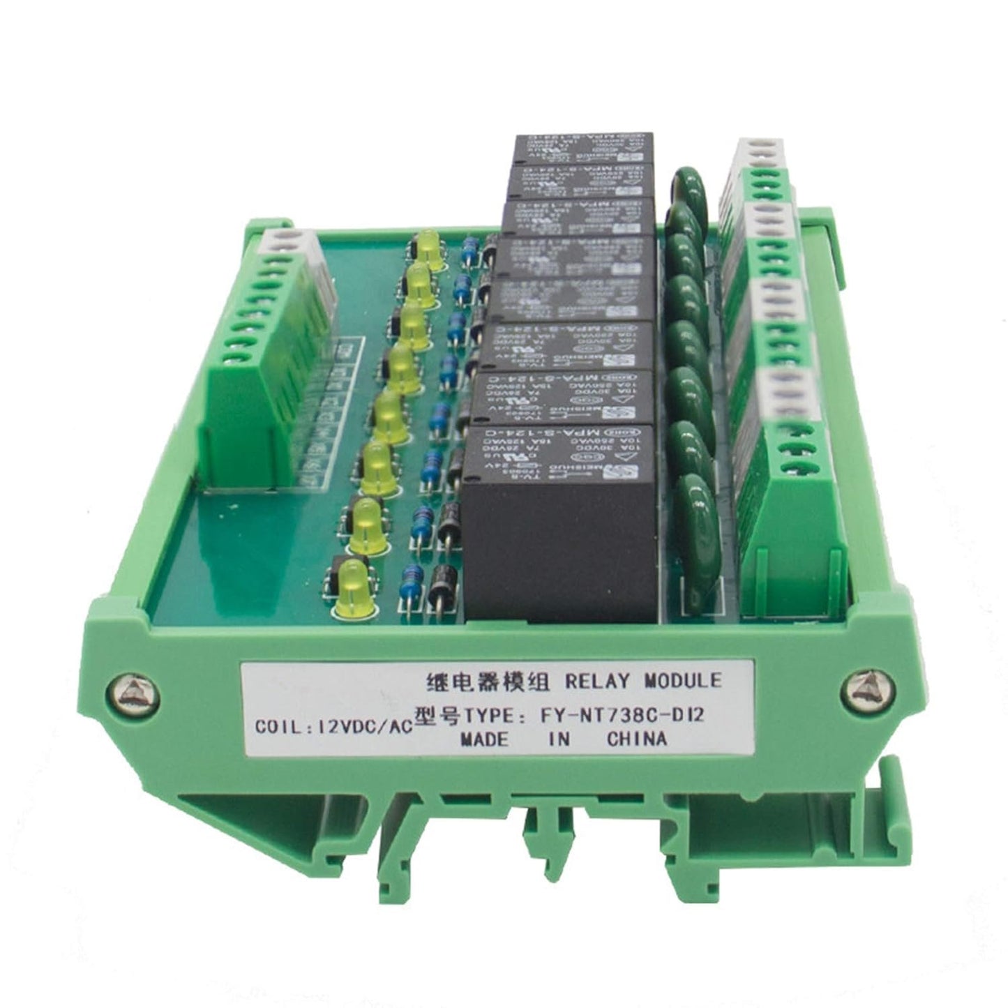 GAEYAELE 8 Channel Interface Relay Module 24VACDC DIN Rail Panel Mount for Automation PLC Board (FY-T738-24VACDC)
