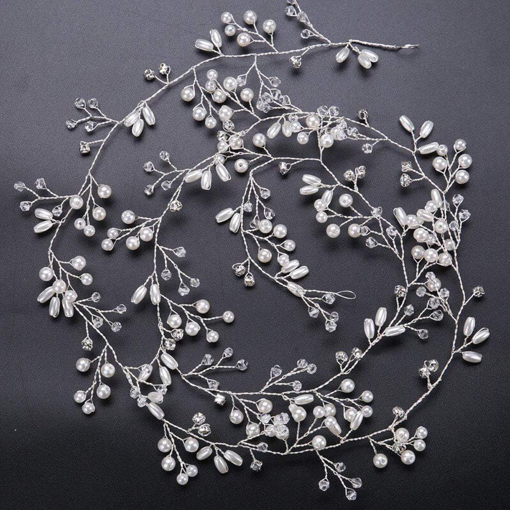 denifery Makeup Bridal Jewelry Rose Gold and Gold Silver Extra Long Pearls and Crystal Beads Bridal Jewelry Bridal Hair Accessories