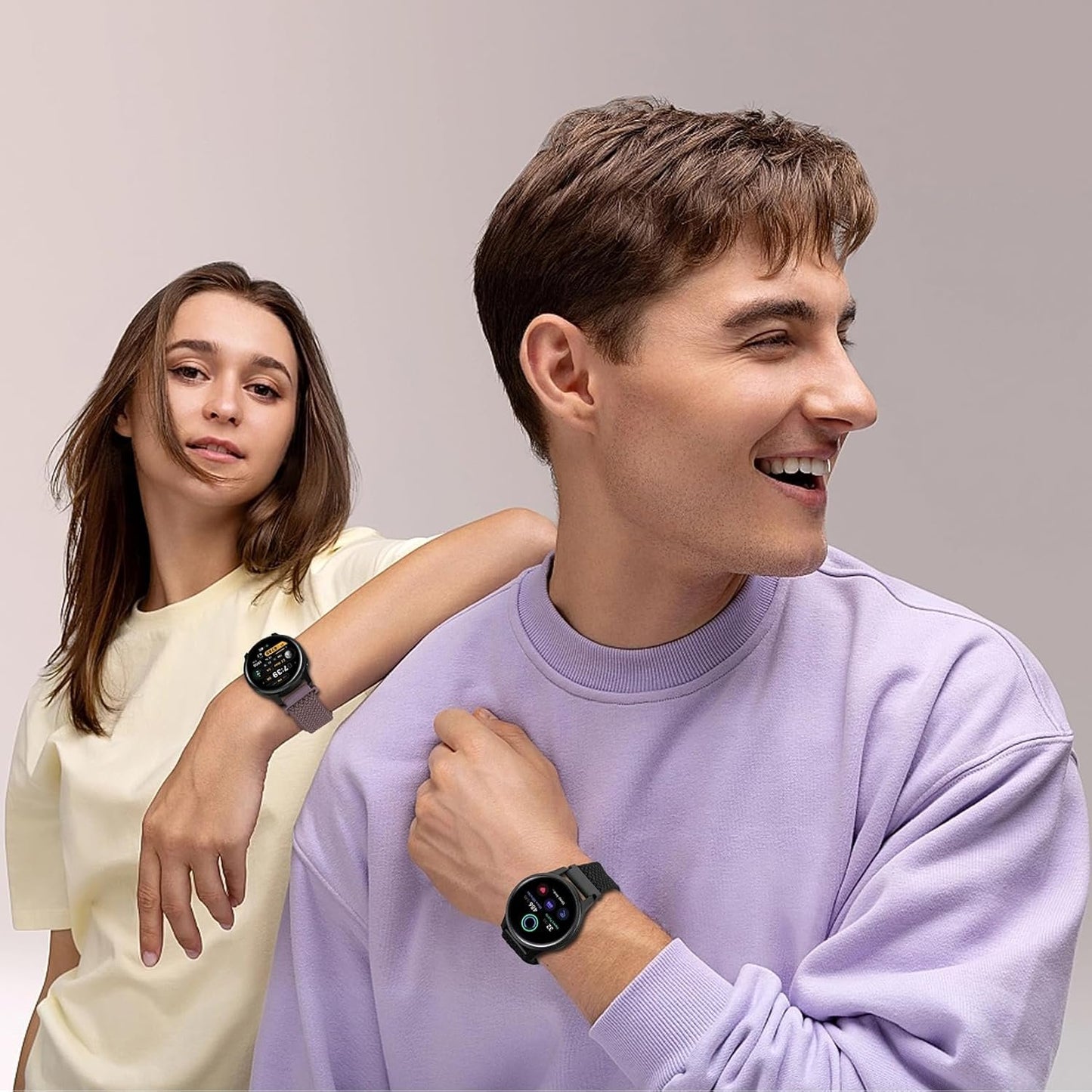 EverAct 20mm Magnetic Braided Watch Bands Compatible with Garmin Vivoactive 5/Vivoactive 6/3/3 Music/Venu Sq 2/Venu, Quick Release Nylon Soft Sport Stretchy Strap for Forerunner 55/165/245/645