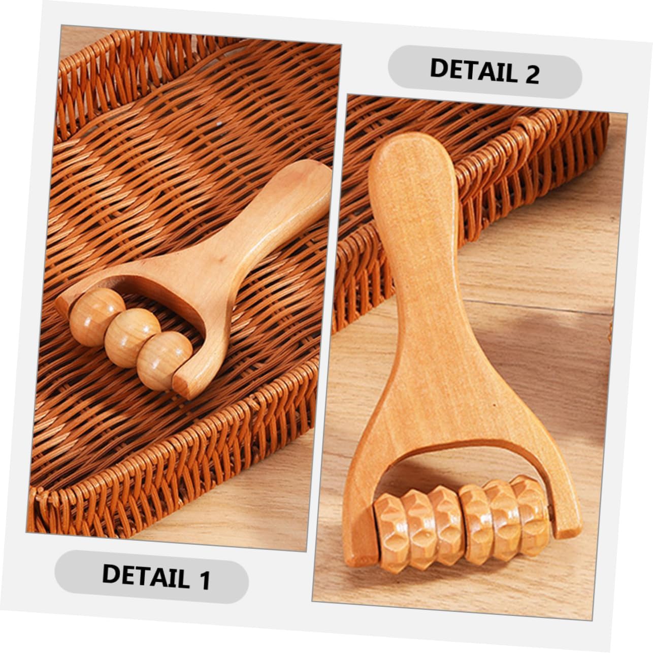 WRITWAA 1 Set Strumento A Rulli Massaggi Attrezzo Massaggiatore A Per Piedi Massaggiatore Cervicale Strumento Di Massaggio Manuale Strumenti Di Massaggio Corporeo Di Legno 2 Pezzi