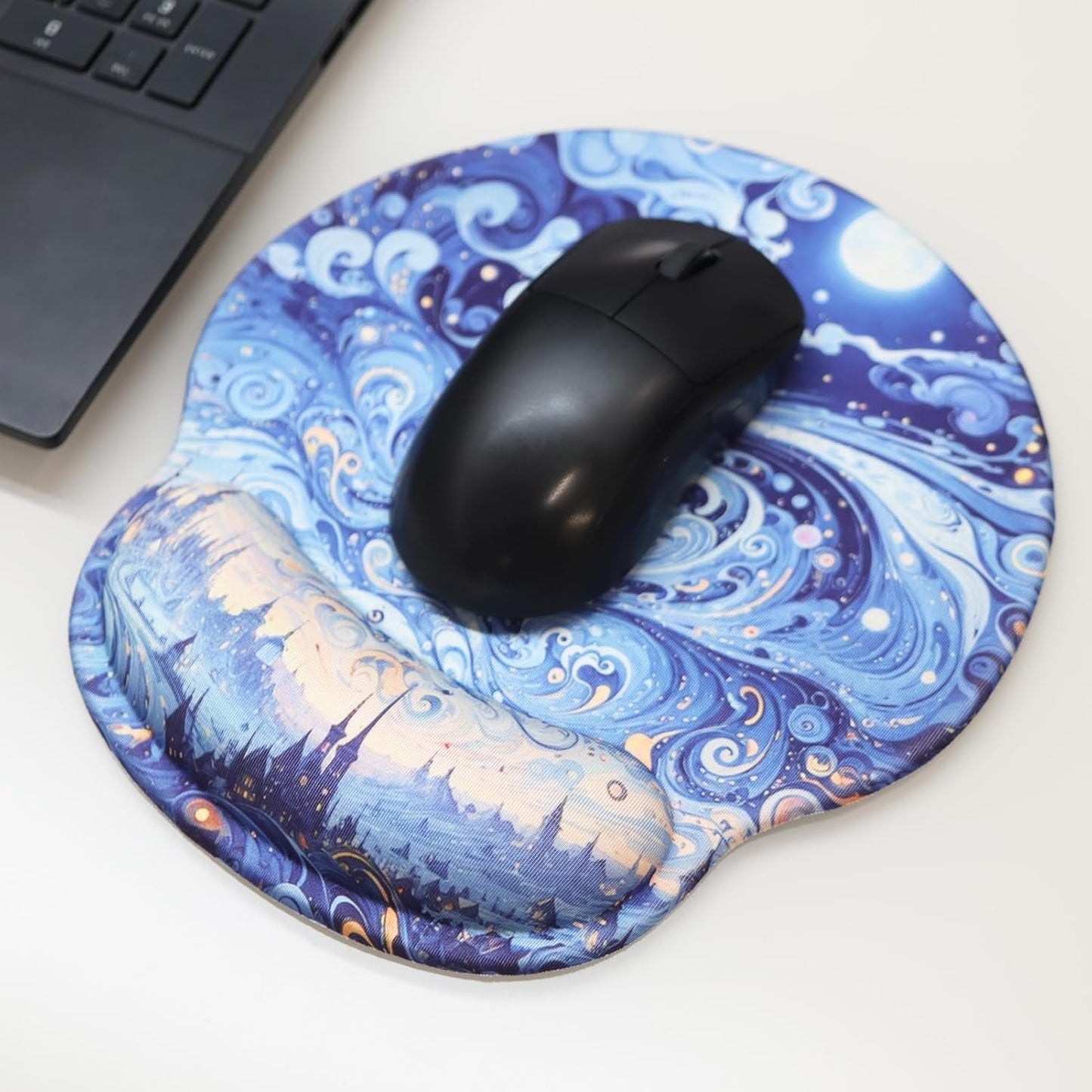 Ergonomic Mouse Pad with Wrist Rest,Small Gaming Gel Mousepad,Office Desk Accessories for Computer Laptop,Work from Home Essentials (Sky)