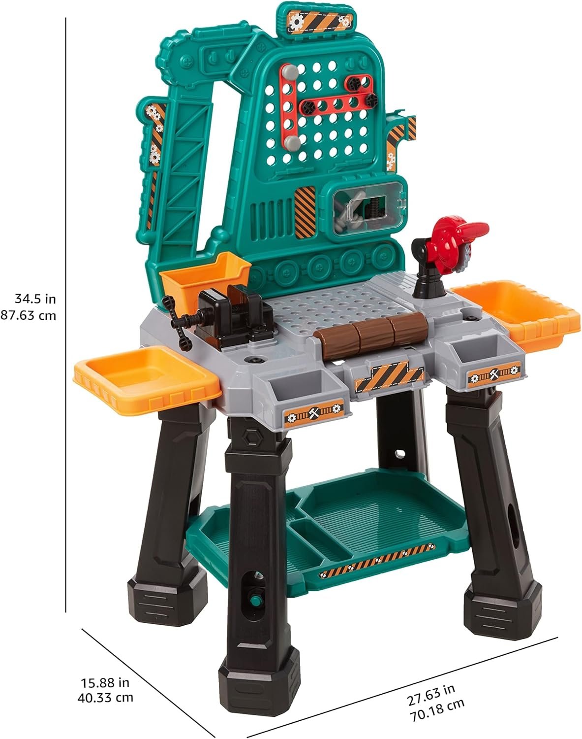 Amazon Basics Kids Workbench Construction Toy Tool Set Playset with 80+ Pieces Including Tools, Accessories, Play Helmet & Play Safety Goggles, for Kids Ages 3 and Up