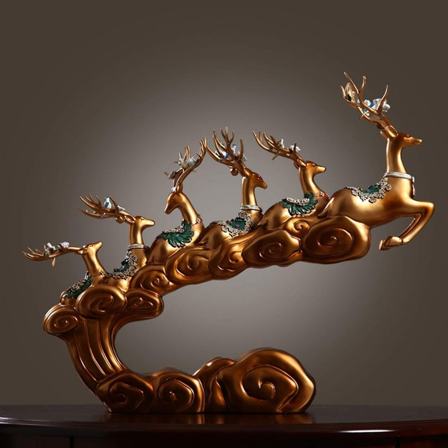 Weiping Sculpture Accent Entrance Living Room Feng Shui Deer Office Table Decoration Desk Ornaments Home Deer Statue Crafts Gift Objects Animal Sculpture Table Statue