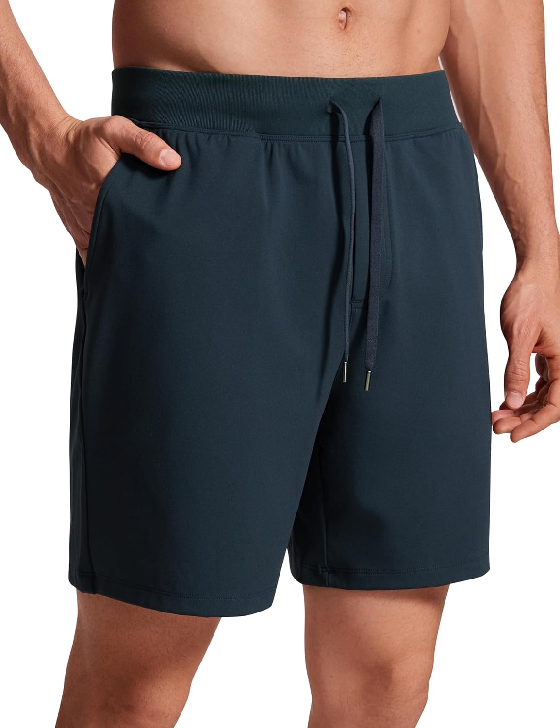 CRZ YOGA Men's Stretch Workout Shorts Lightweight Running Gym Athletic Shorts with Pockets - 7 Inches