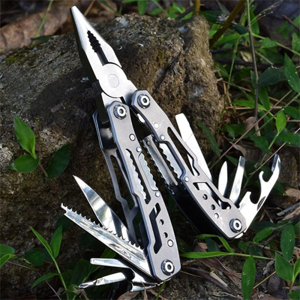 14-In-1 Multitool with Safety Locking, Professional Stainless Steel Multitool Pliers Folding Pocket Knife, Bottle Opener, Screwdriver with Nylon Sheath for Camping Survival Hiking and Simple Repairs