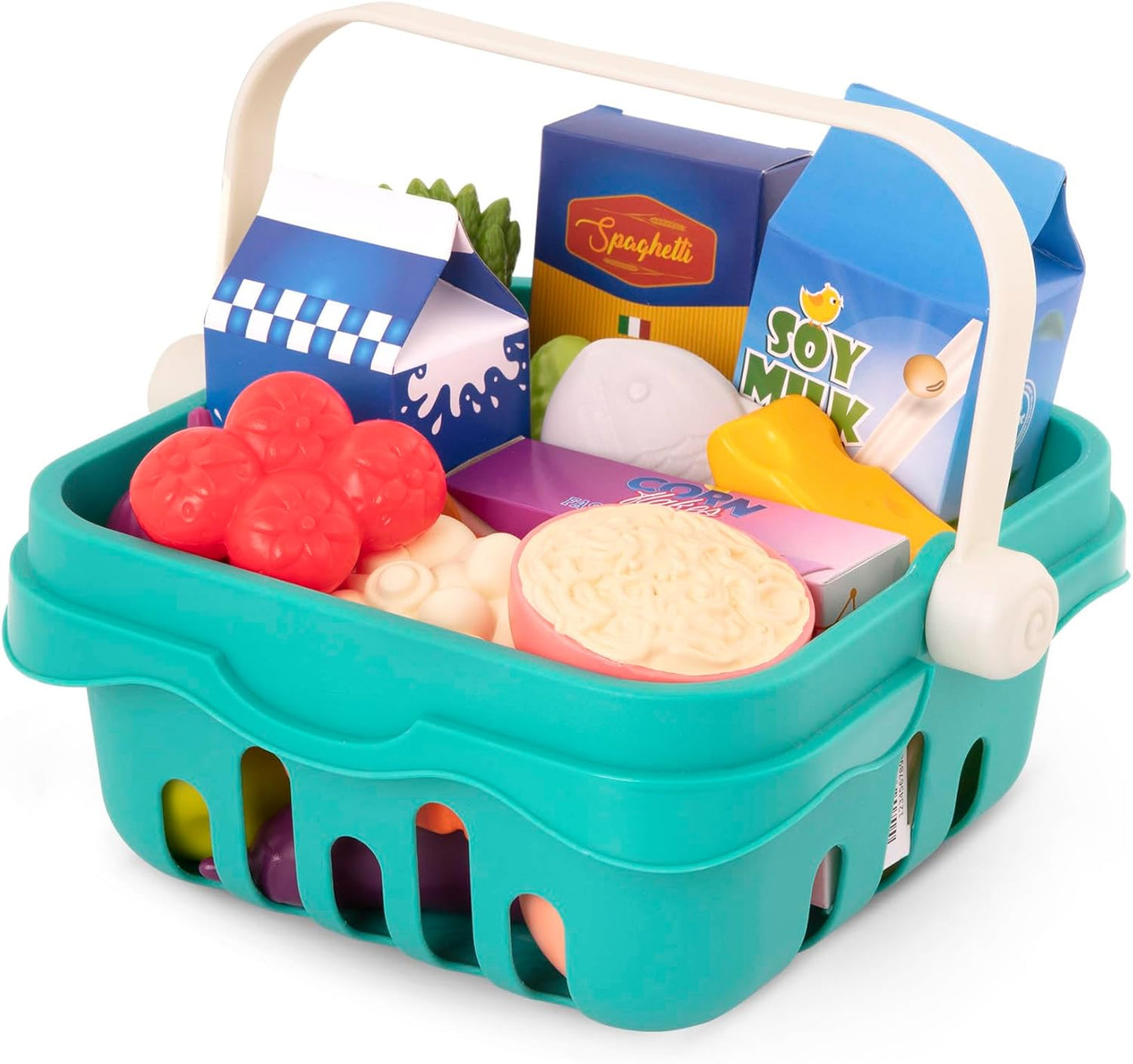 B. toys – Play Food & Basket – 18 Pieces of Toy Food – Grocery, Cooking, Play Kitchen Toys – Pretend Play Set for Toddlers, Kids – 2 Years + – Freshly Picked