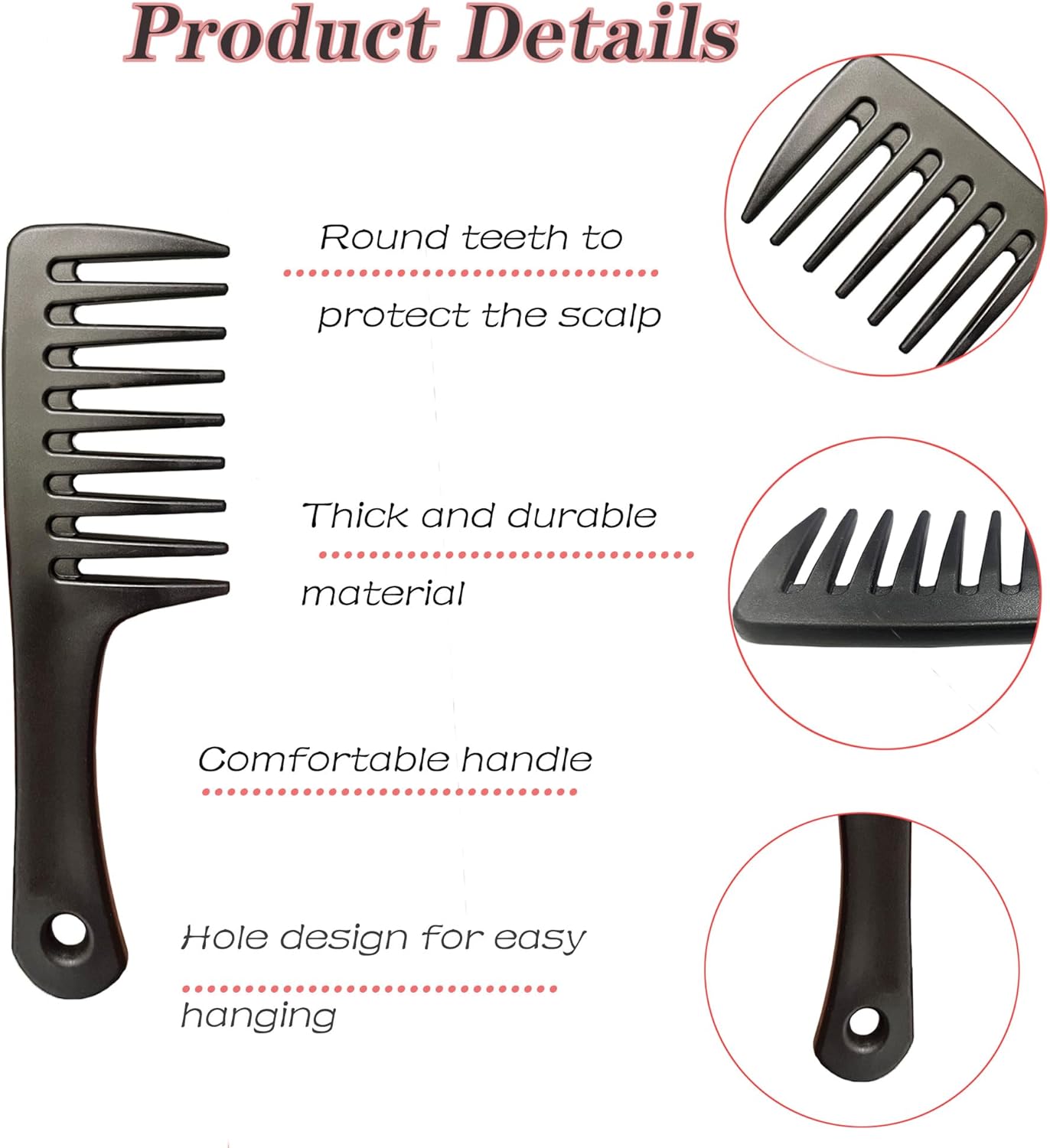 Mini Wide Tooth Comb,Small Travel Purse Hair Detangling Comb 2 Pcs Wide Teeth Pocket Comb Portable Care Handgrip Comb Shower Comb for Men Women - Best Styling Comb for Curly,Wet,Dry,Long Hair