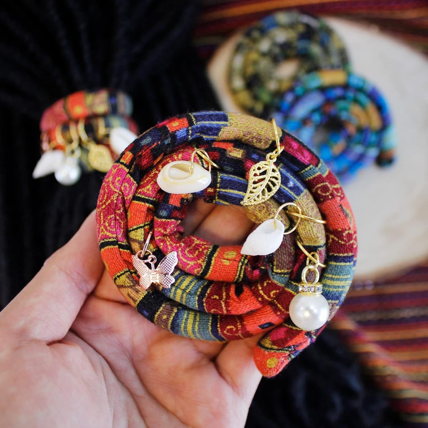 3 Pcs Spriral Lock Hair Tie dreadlock hair tie set dreadlock accessories for women and men dreadlocks ponytail holder Dread hair ties for braids thick curly hair (20 inches, Colorful)