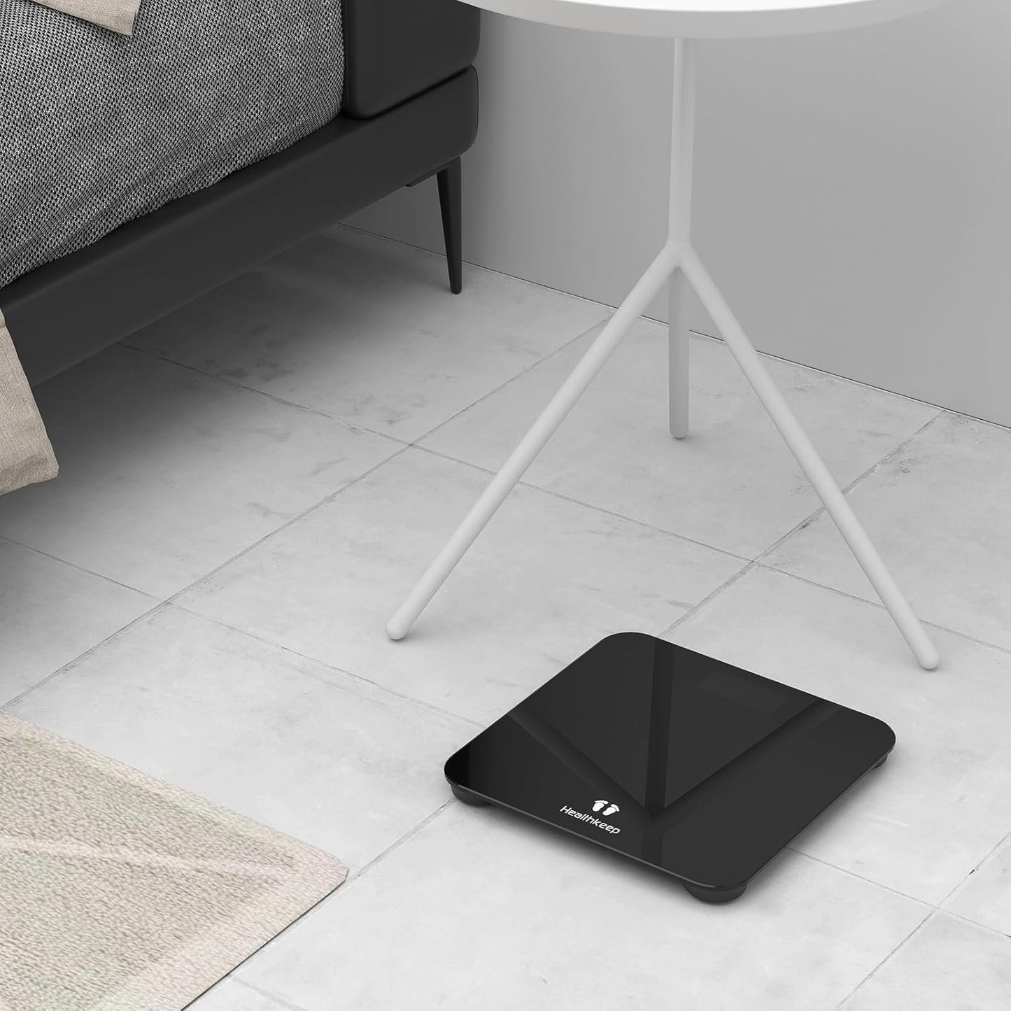 Healthkeep Personal Scales, Personal Scales with High Precision Sensors, Personal Digital Scale with Step-on Technology, Safety Glass Scale, Black 26cm*26cm
