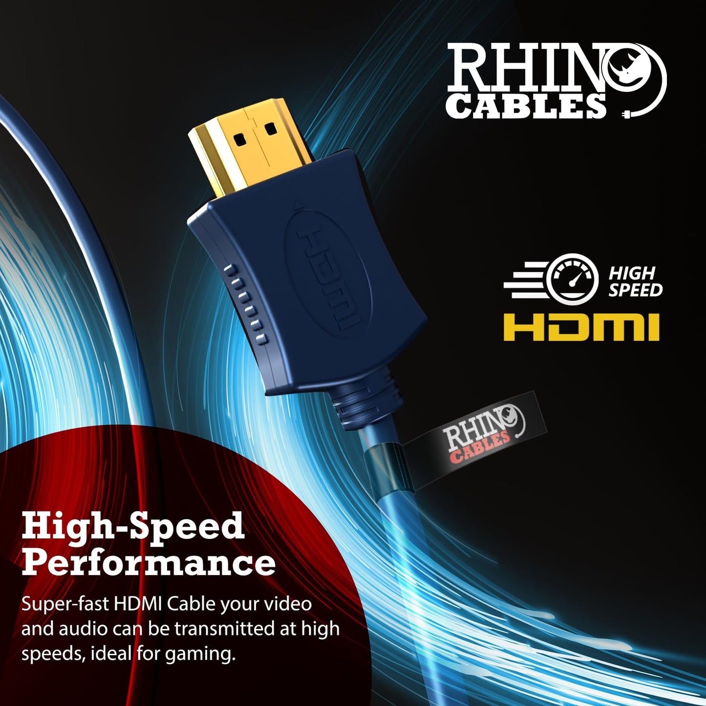 rhinocables® OFC HDMI 4K 1.4 Ultra HD HDR Smart High Speed Cable with Ethernet Oxygen Free Copper Blue (3m)