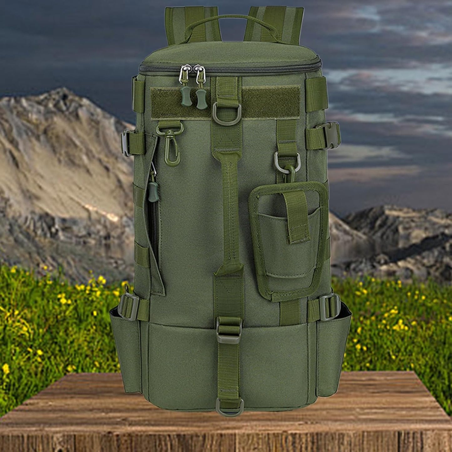 zwxqe Waterproof Fishing Gear Backpack, Tackle Storage Rucksack with Rod Holder, Outdoor Adventure Daypack for Hiking Motorcycle Travel Kayak Excursions Beach Outings and Camping