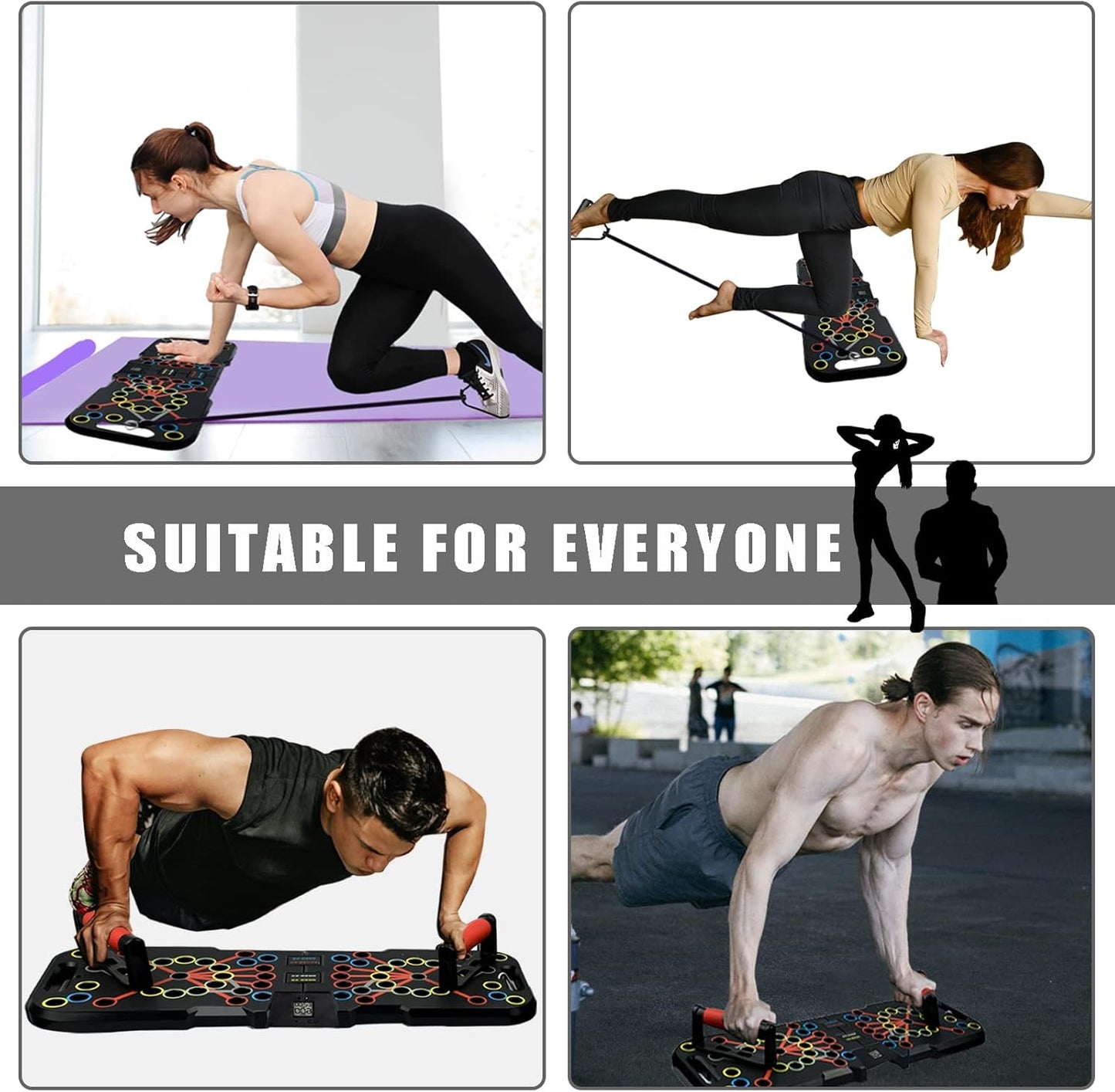 Surplex 41 in 1 Push Up Rack Board Fitness Gear Power Press Push Up Bracket System Workout Training Gym Exercise Rack for Body Building Training with Resistance Band & Smart Counter