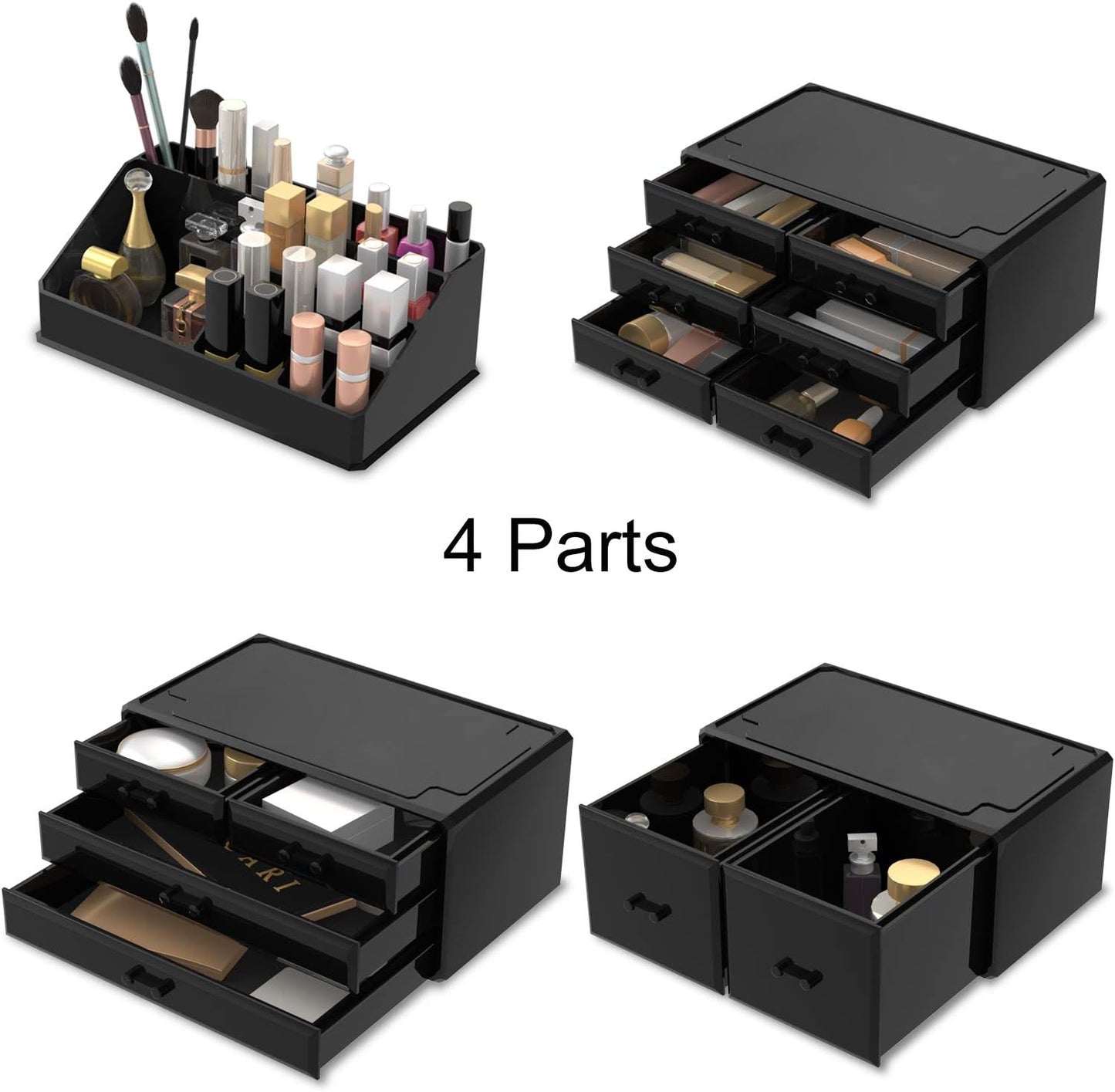 Readaeer Makeup Cosmetic Organizer Storage Drawers Display Boxes Case with 12 Drawers (Black)