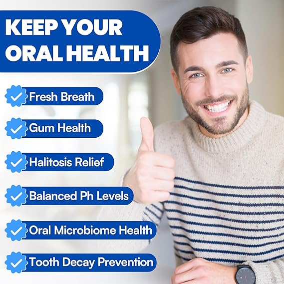 Oral Probiotics, 11 Billion CFU, Chewable Oral Probiotics for Mouth Bad Breath, Formulated with M18, A12, for Gum Health, Tooth Decay Prevention, Fresh Breath, 60 Capsules (Mint Flavor)