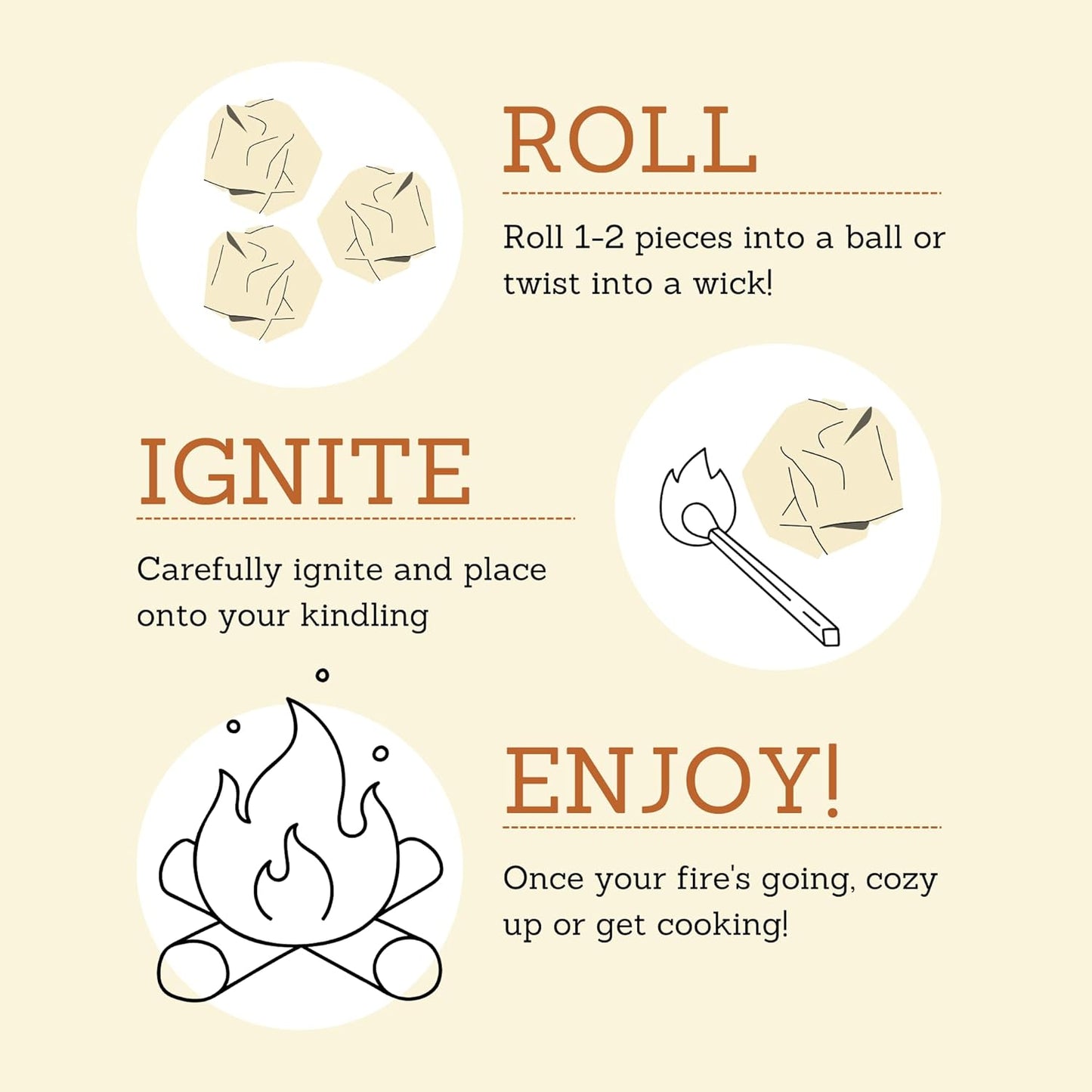 Bee's Wrap ReKindle Natural Fire Starters - Made in USA Fire Starter from Organic Beeswax Wraps for Food - Safe for Indoor/Outdoor Use, Camping Supplies - Natural Firestarter Starts 25 Fires