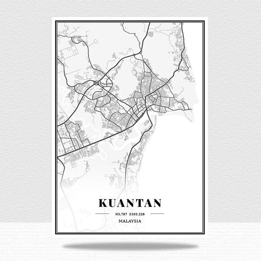 Stampa Su Tela Malesia Mappe Di Città Dipinti Su Tela Poster Stampe D'Arte Oggettistica Per La Casa Regalo Regali Di Festa Adatti A Tutte Le Decorazioni Murali, Come Mostrato, 15X20 Cm Senza Cornic