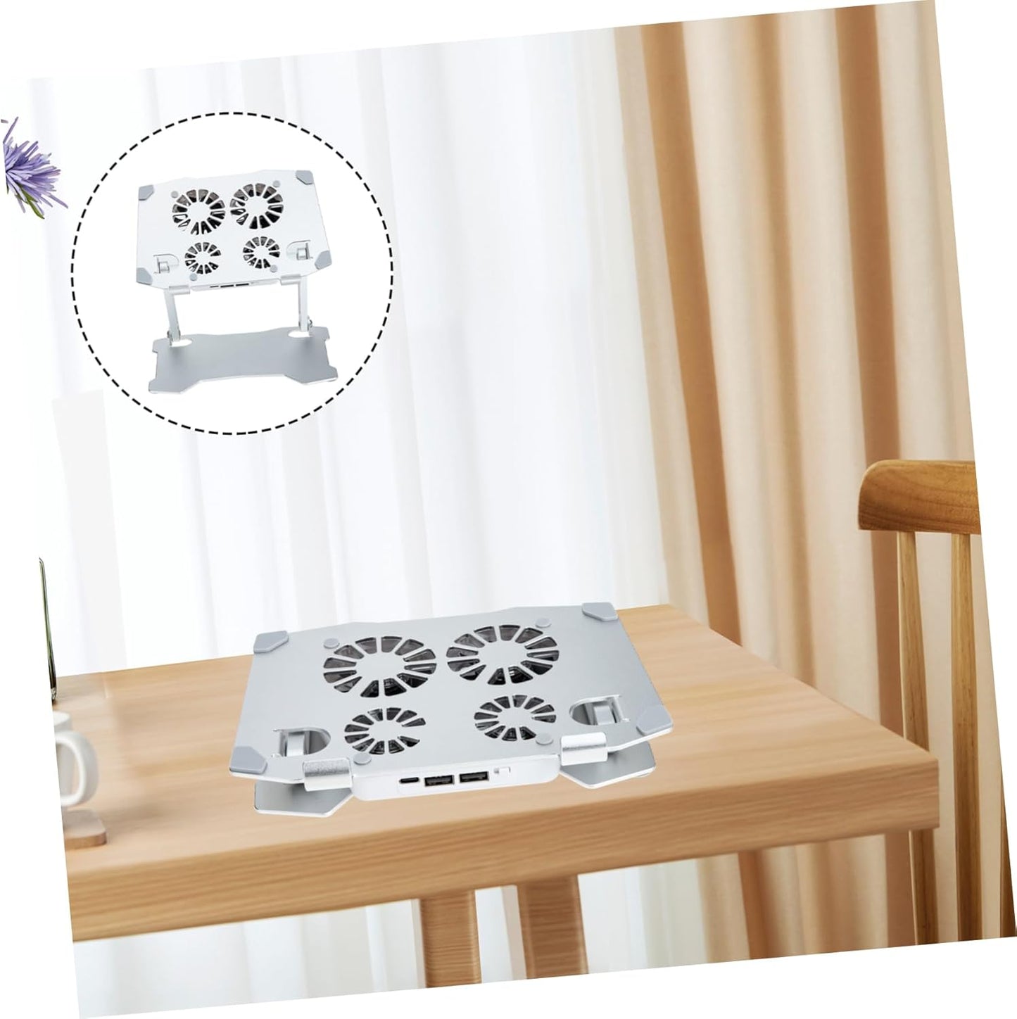 KOMBIUDA 4 Adjustable Laptop Stand with Cooling Fans Ergonomic Height for Pads Compatible with Laptops Tablets and More for Home Office Use