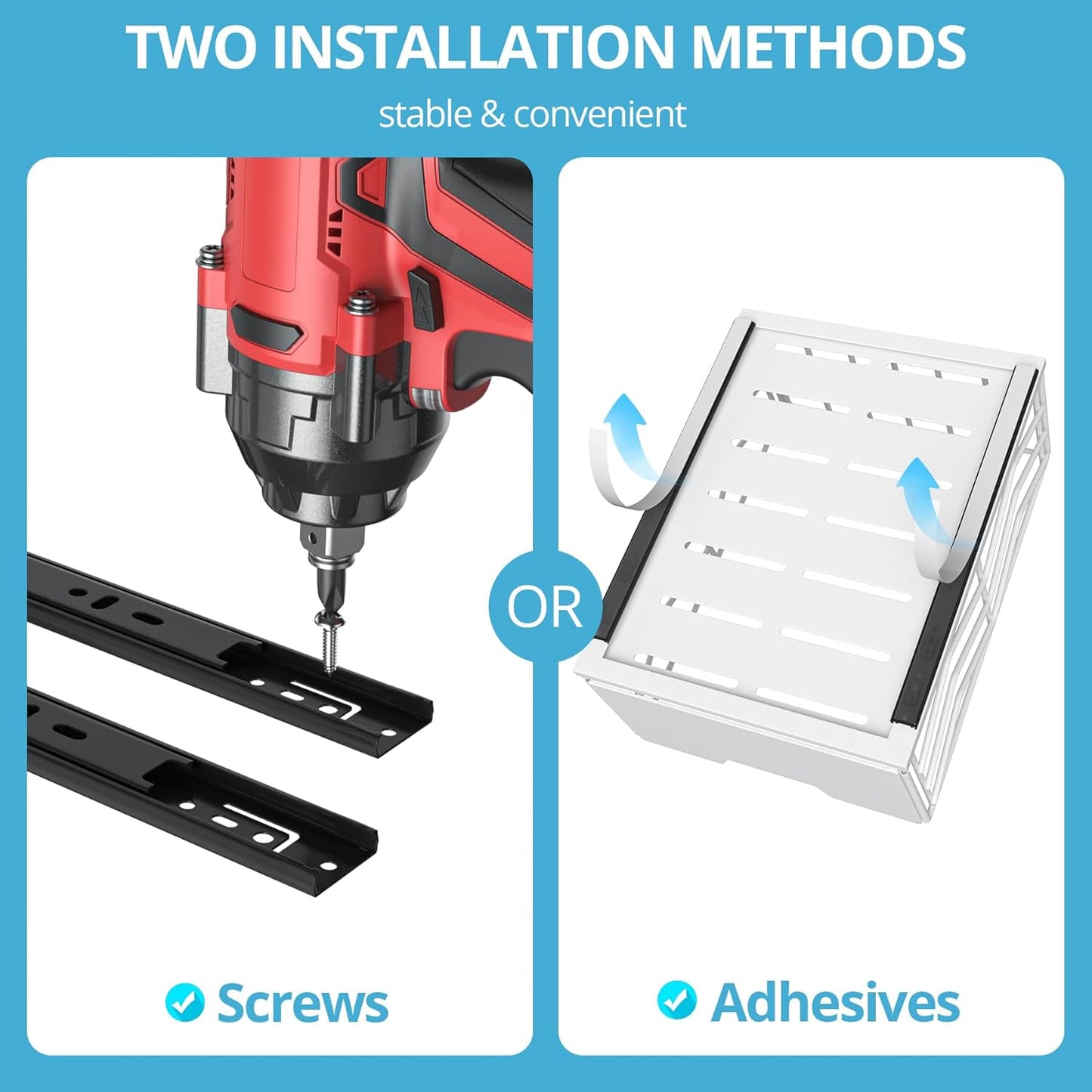 ZOINLIY Small Pull Out Organizer Basket - Smooth Sliding Cabinet Organizer, Heavy Duty Drawers Organizer for Cabinets, Slide Out Under Sink Organizer, 15.7" D x 11.8" W x 6.7" H (L - 2 Pack)