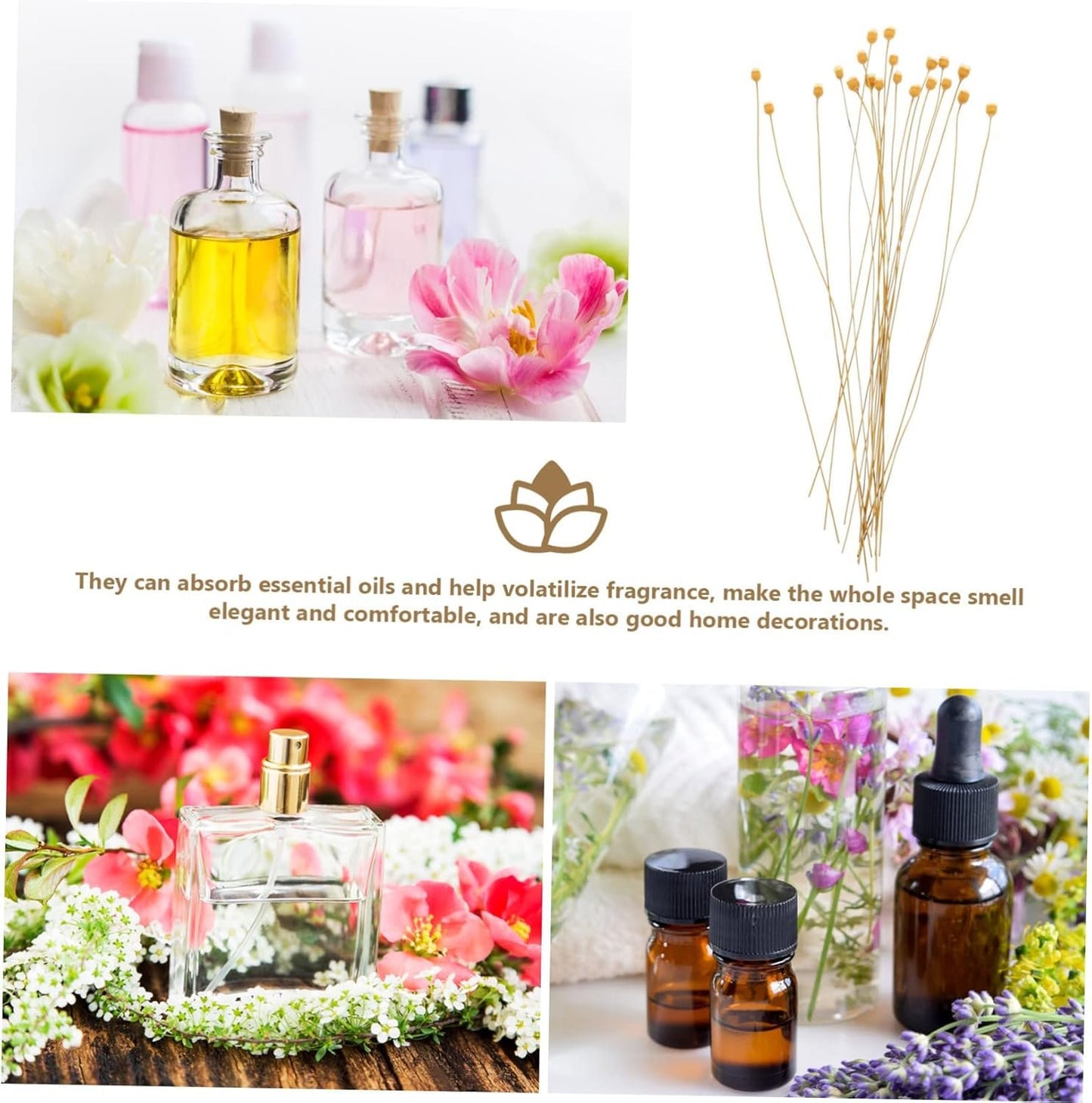 KONTONTY 20pcs Flower Diffuser Sticks Natural Aroma Sticks for Essential Oil Diffusers for Home Decor and Refreshing Air Any