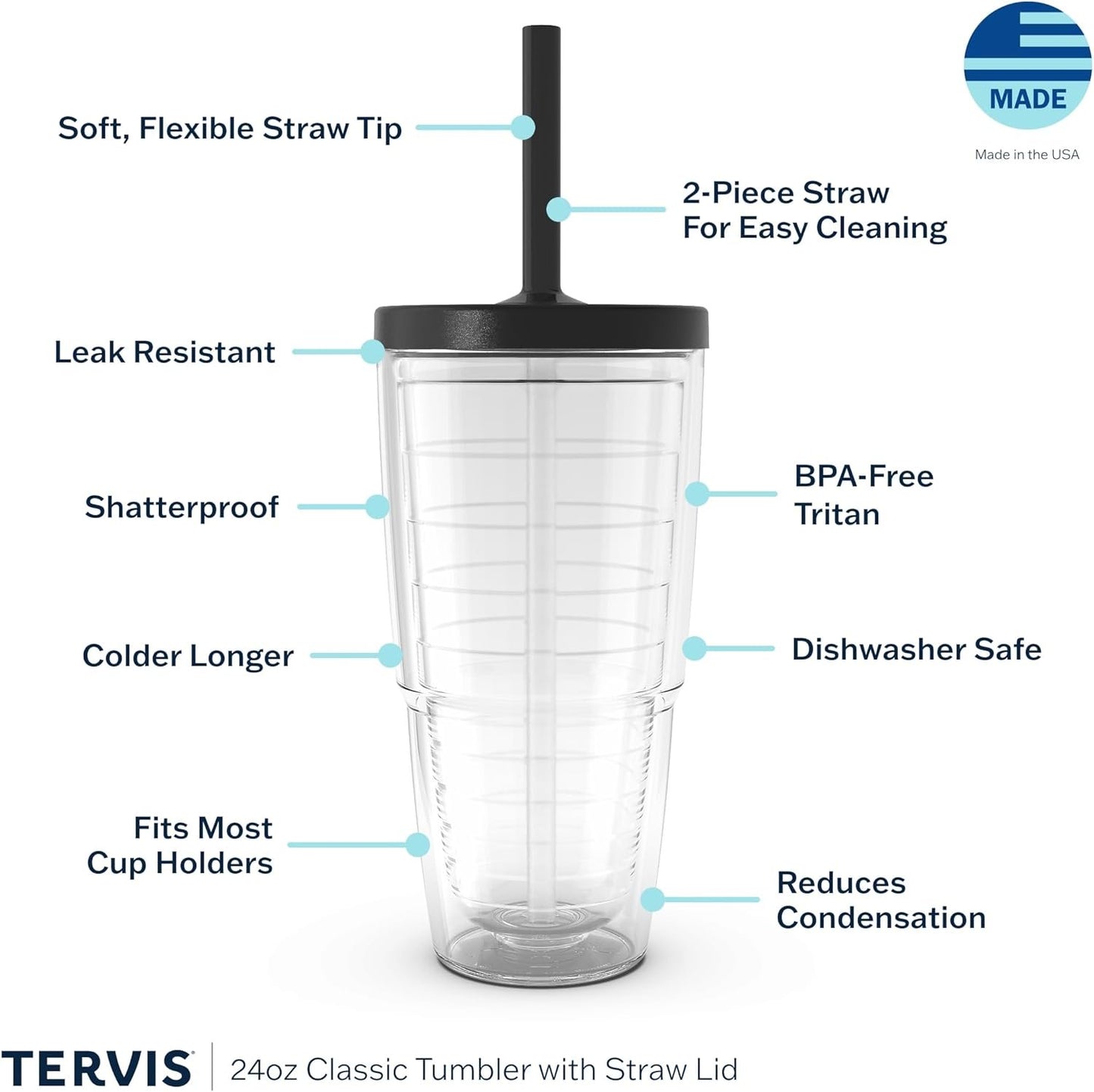 Tervis NHL Pittsburgh Penguins - Shatter Made in USA Double Walled Insulated Tumbler Travel Cup Keeps Drinks Cold & Hot, 24oz with Straw Lid, Classic