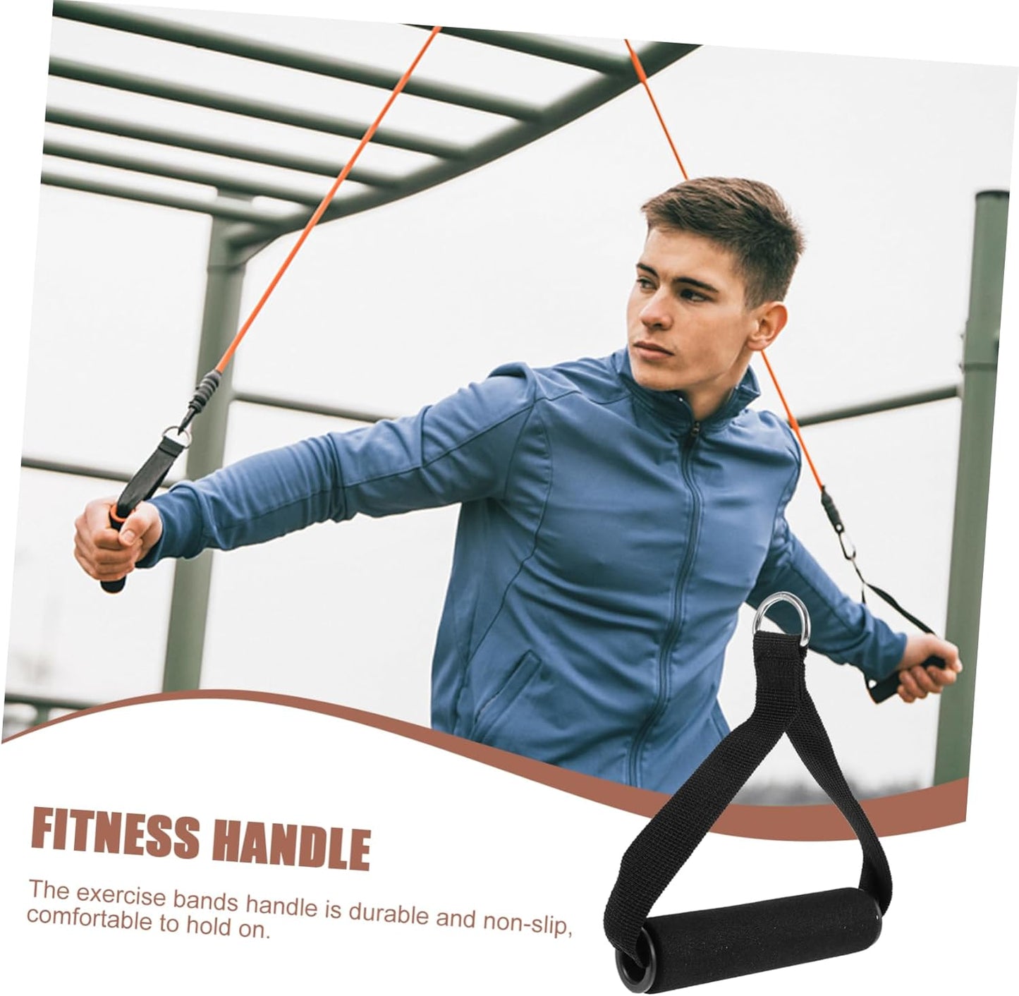 BRIGHTFUFU Adopted Advanced Tech Sturdy Fitness Handle Exercise Band Grip Thickened Nylon Comfortable for Workout Bands Random Color