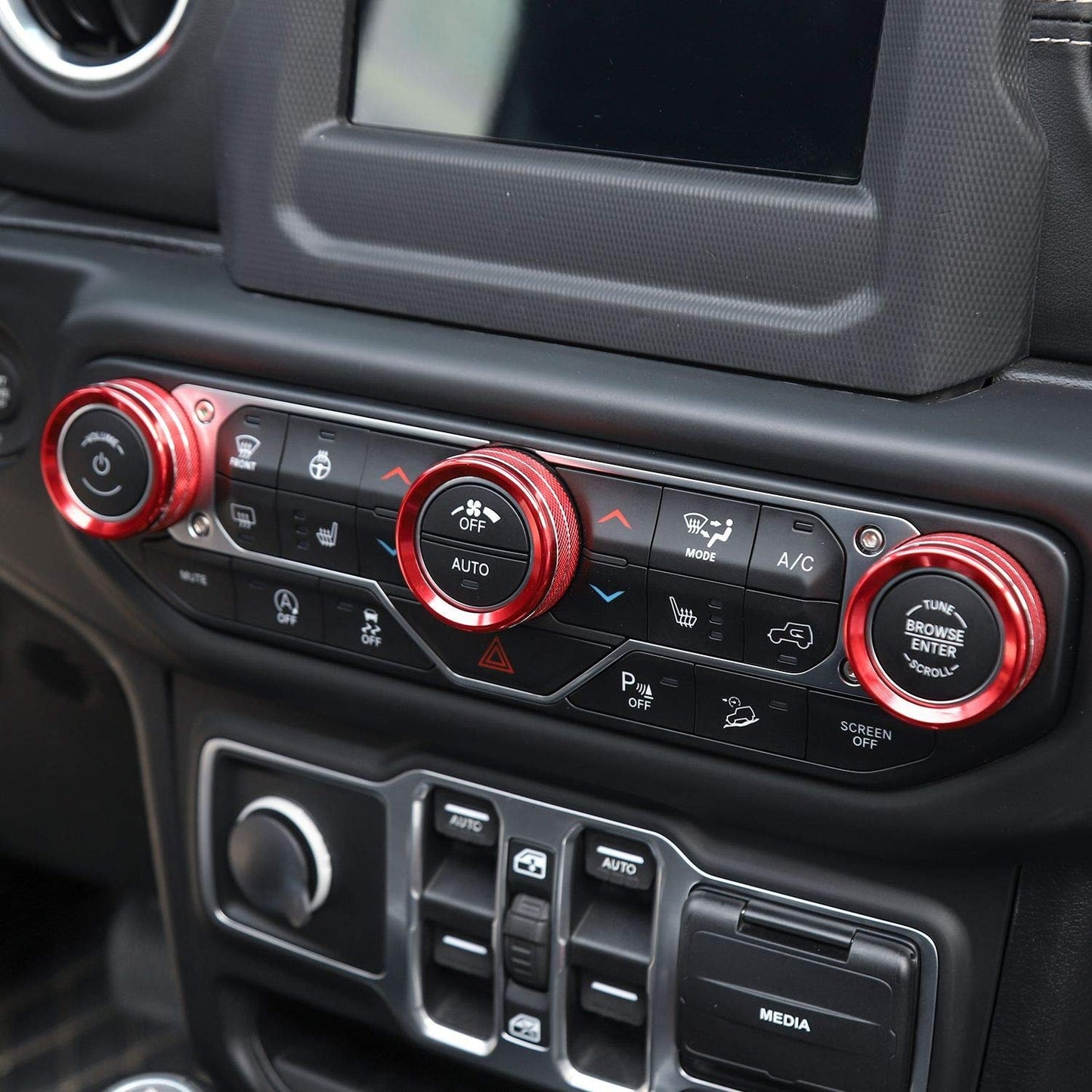 Voodonala Air Conditioner Headlight Center Consoles Switch Knob Cover Trim for 2018-2025+ Jeep Wrangler JL JLU Gladiator JT 4XE Interior Accessories, Red Aluminum Alloy 4pcs