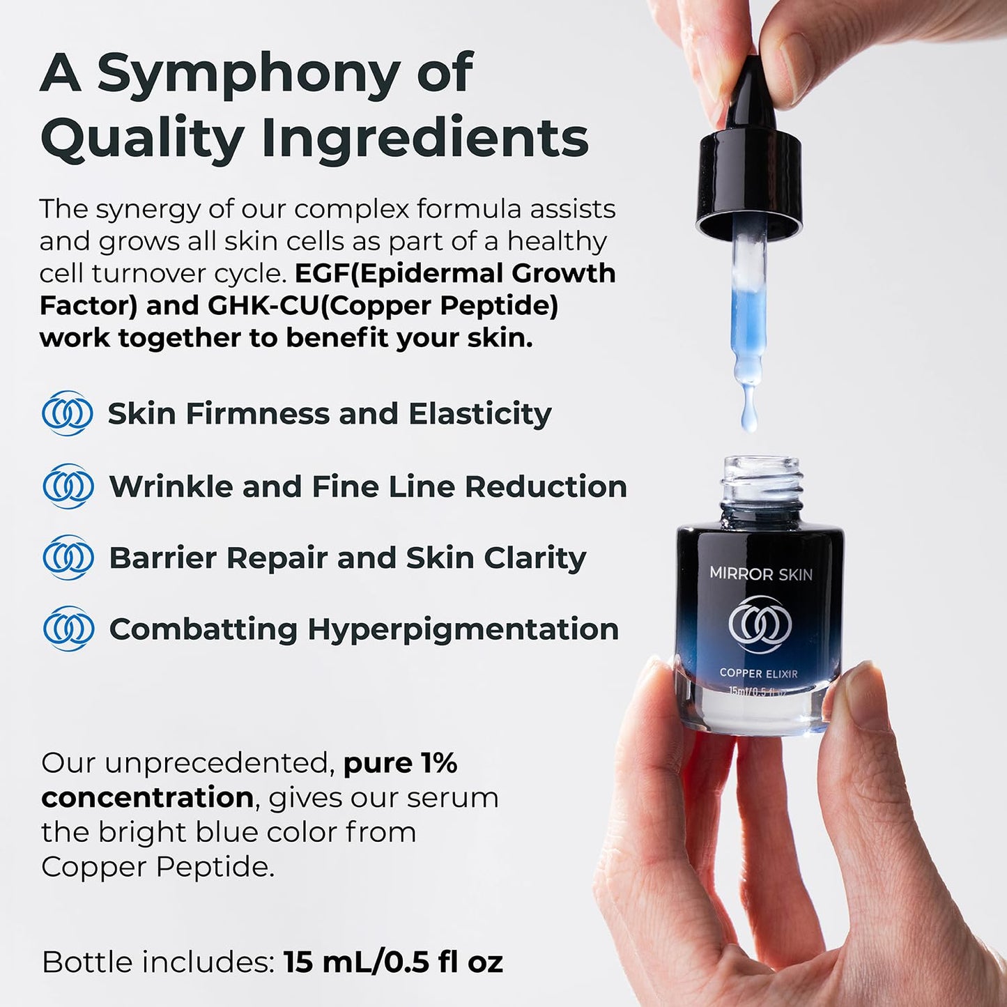 Copper Peptides Face Serum - Boost Collagen & Cell Renewal - Firm, Tone & Glow - Shea Butter, Witch Hazel & Apple Stem Cells - Facial Skin Care Products, Beauty & Self Care - (.5 fl oz)