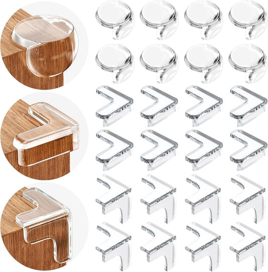 24 Pack Baby Safety Corner Protectors for Kids, Baby Proofing Edge Guards Child Safety Corner Guards Table Corner Protectors for Furniture Against Sharp Corners (8L-Shaped+8Ball-Shaped+8T-Shaped)