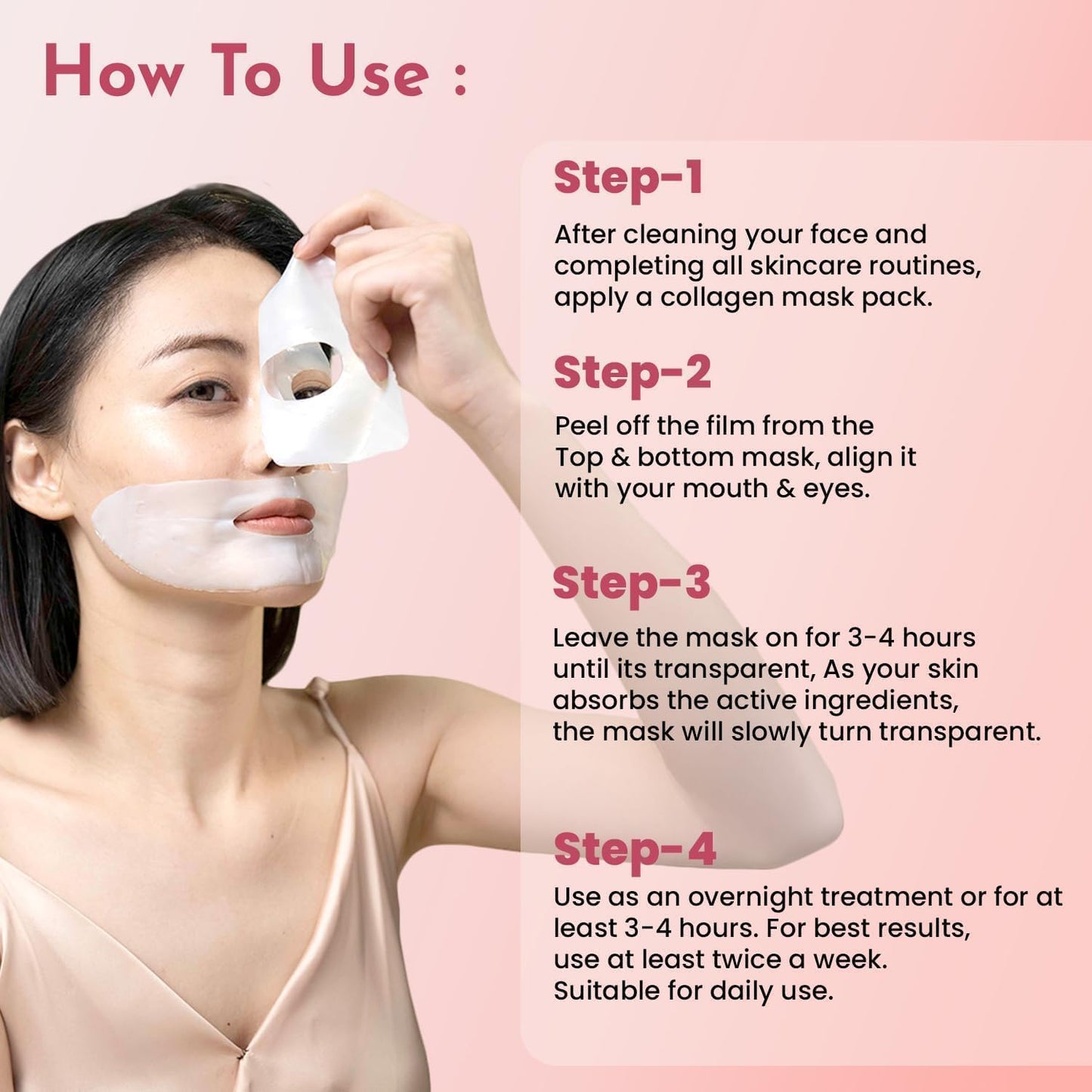 NACHT Korea.n Glass Skin Bio-Collagen Overnight Face Mask for Deep Hydration, Pigmentation, Anti-Aging & Pore Minimizing | Hyaluronic Acid, Niacinamide, Vitamin E & Centella | Pack of 1