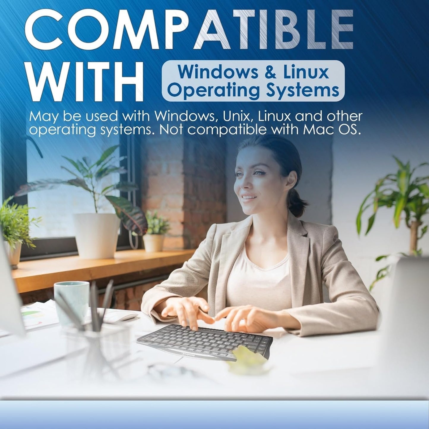 Evoluent EKB Essentials Full Featured Compact Keyboard, Black Housing, Black Keys, W