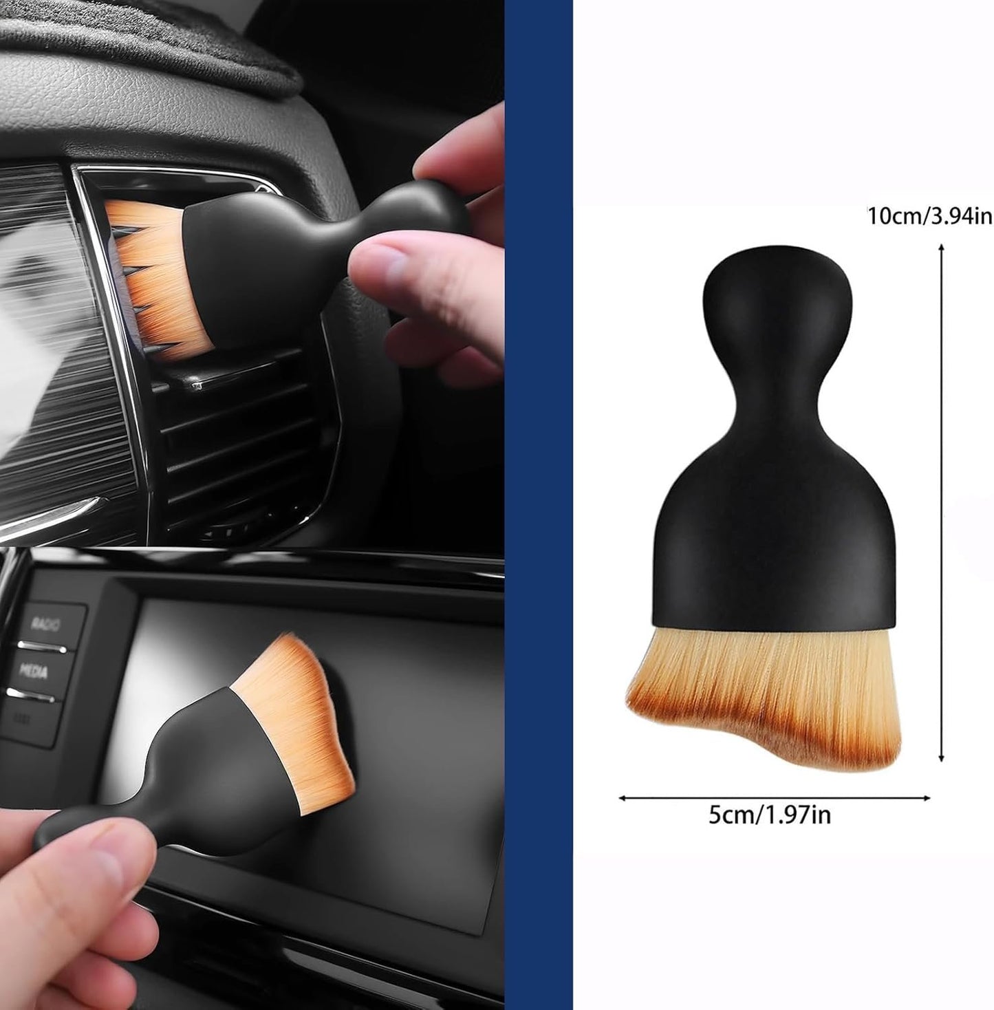 11PCS Car Interior Cleaning Dust Brush Detailing Set, Microfiber Cloth & Applicator, Single-Head Detailing Brushes, Natural Bristles, Scratch-Free & Ultra-Soft for Seats Leather Care or Cleaning