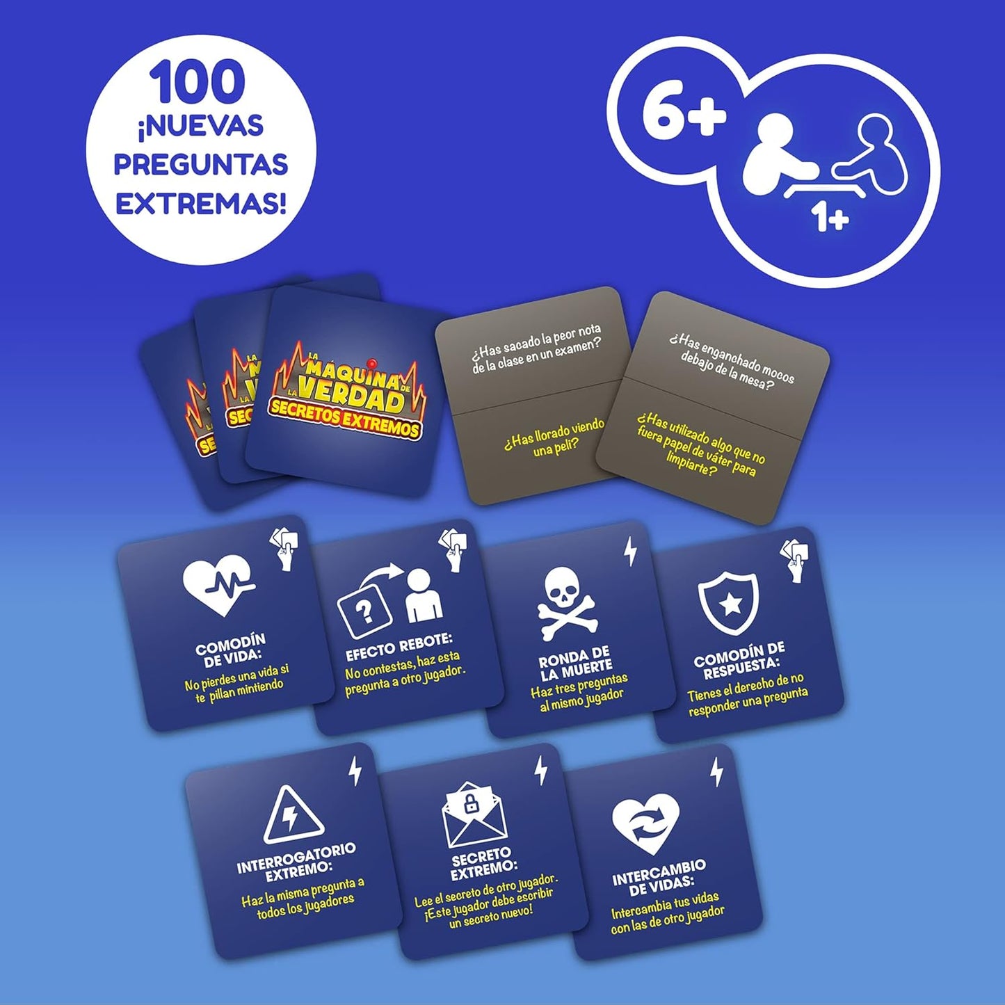 Play Fun by IMC Toys - Expansion Pack with 100 Questions for the Truth Machine Extreme Game (sold separately), Ages 8 and up, Spanish Version
