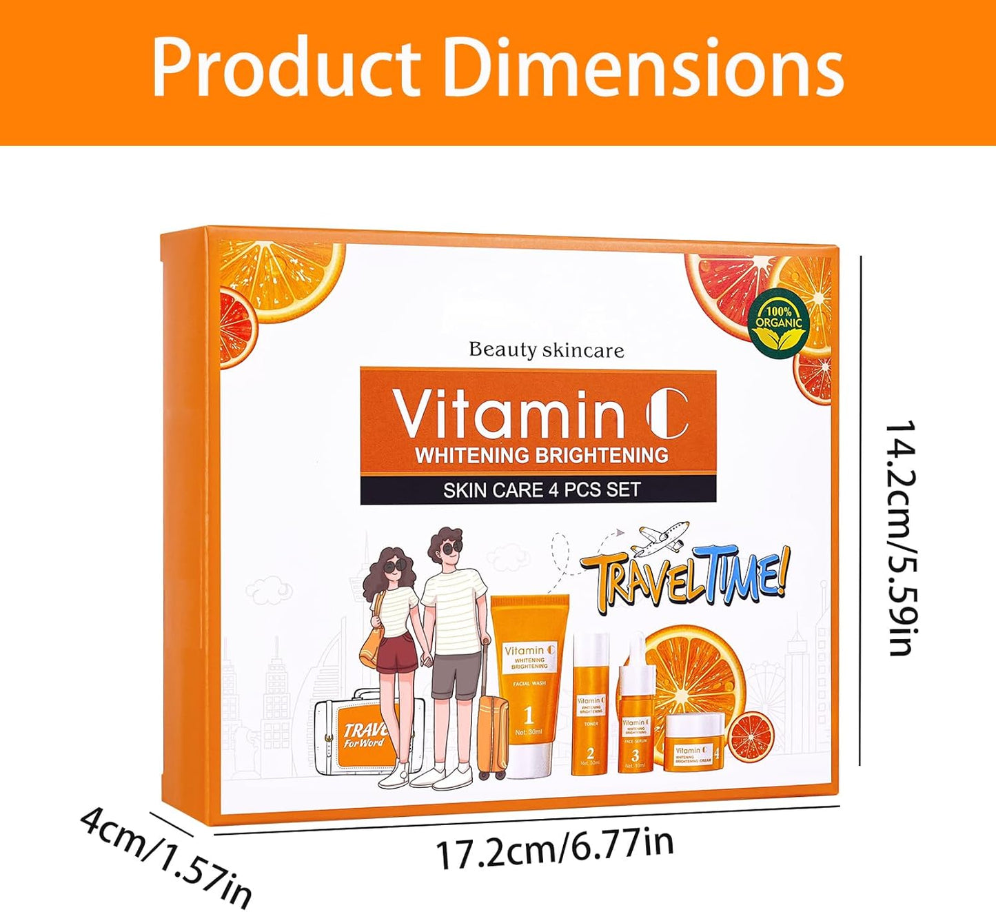 Skin Care Face Kit, Women's Gift Box for Cleansing and Moisturizing with Vitamin C Face Cream, Skincare Anti-Ageing Hydration Intens Lightens Pigment Spots Suitable for All Skin Types