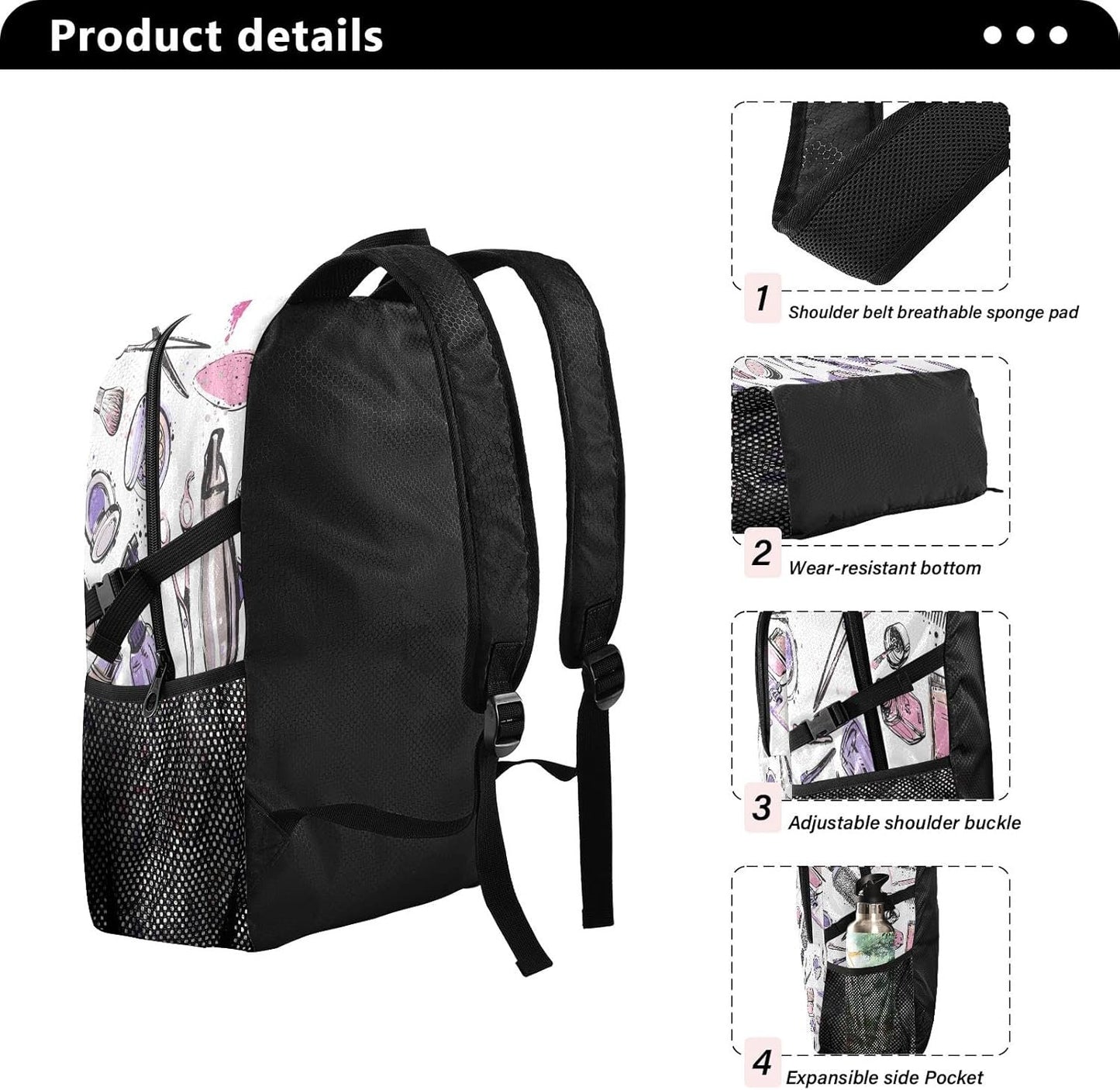 Blueangle Hairdressing Gear Pattern Backpack Lightweight Foldable Travel Camping Hiking Outdoor Sports Waterproof Backpack (423), Hairdressing Equipment Pattern, 11.2*5.9*18.5in, Hairdressing Equipment Pattern, 11.2*5.9*18.5in