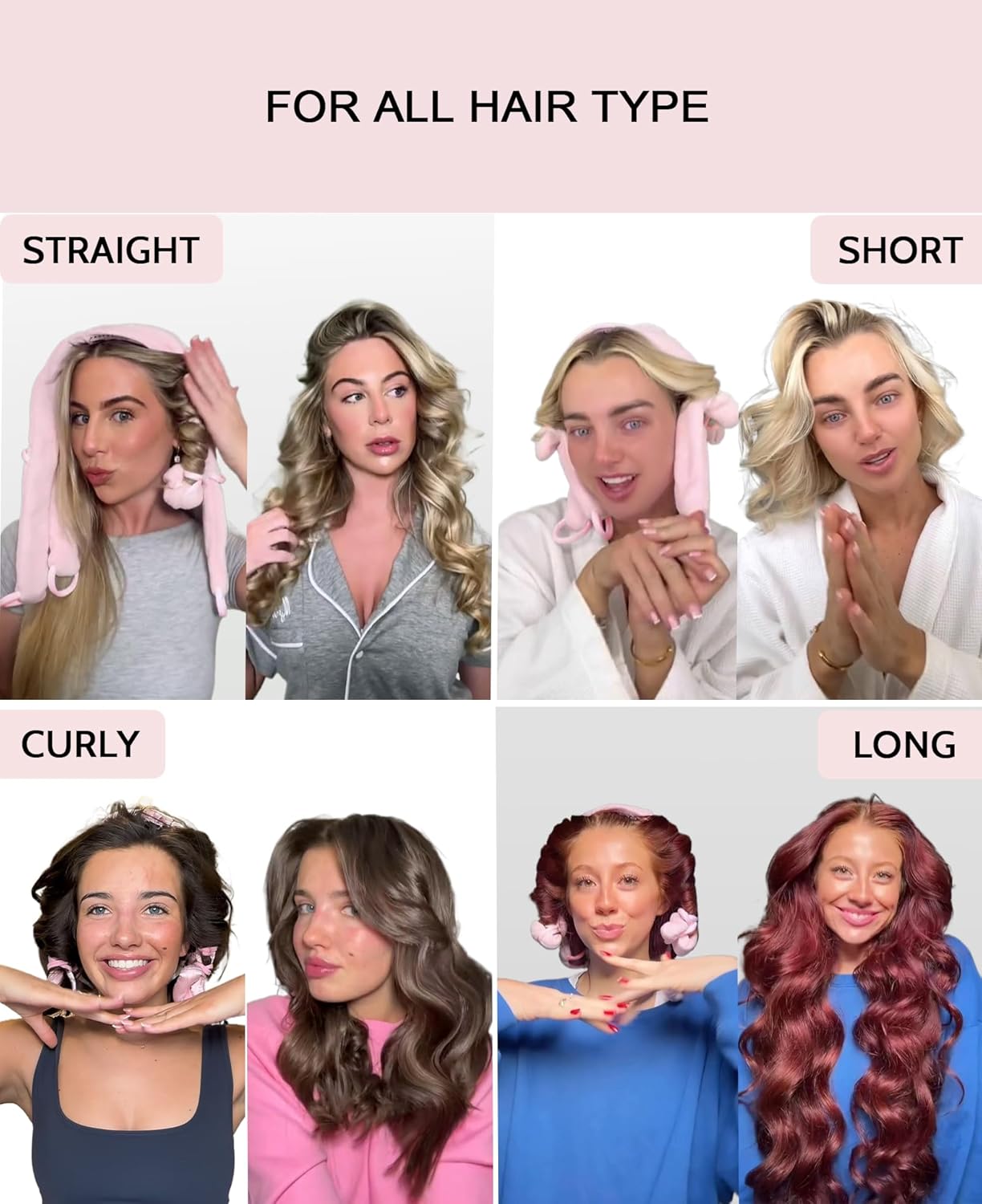 Heatless Hair Curler Overnight Curls Headband No Heat Hair Curlers Rollers to Sleep in for Long Hair, Soft Heatless Curling Ribbon Set with Clip, Hair Care Styling Tools, Brown