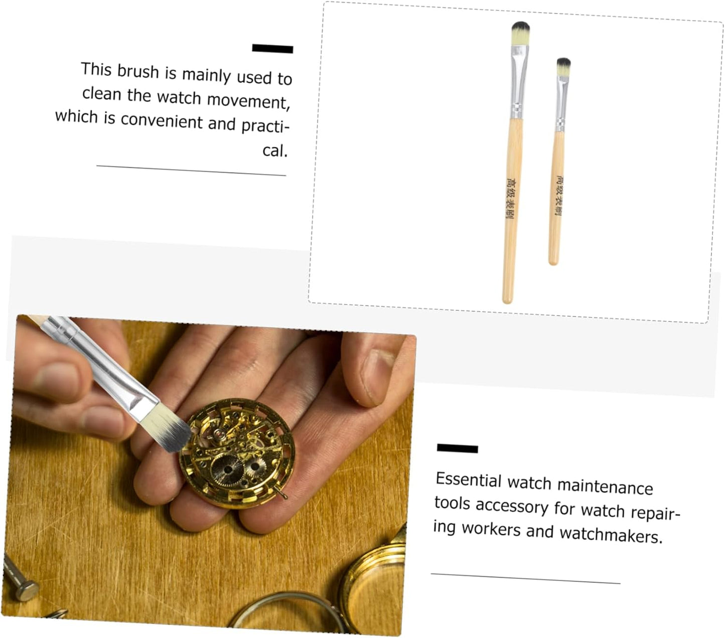 Zerodeko 2Pcs Watch Parts Cleaning Brush Soft Bristles for Watch Movement Maintenance Essential Tools for Watch Repair Professionals and Enthusiasts and Safe