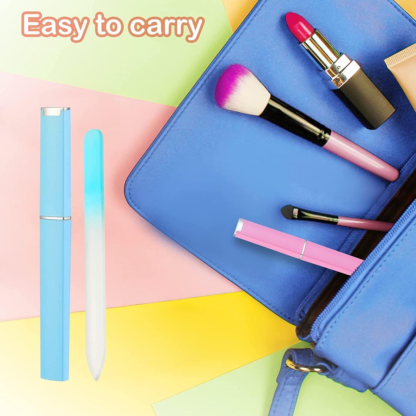 3 Pack Crystal Glass Nail File,H HOME-MART Nail Care Crystals Glass Nail Files in Cheeky Colors,Fingernail File for Manicure,Nail Strengthener hardener,Nails Buffer for Natural and Acrylic Nail filer