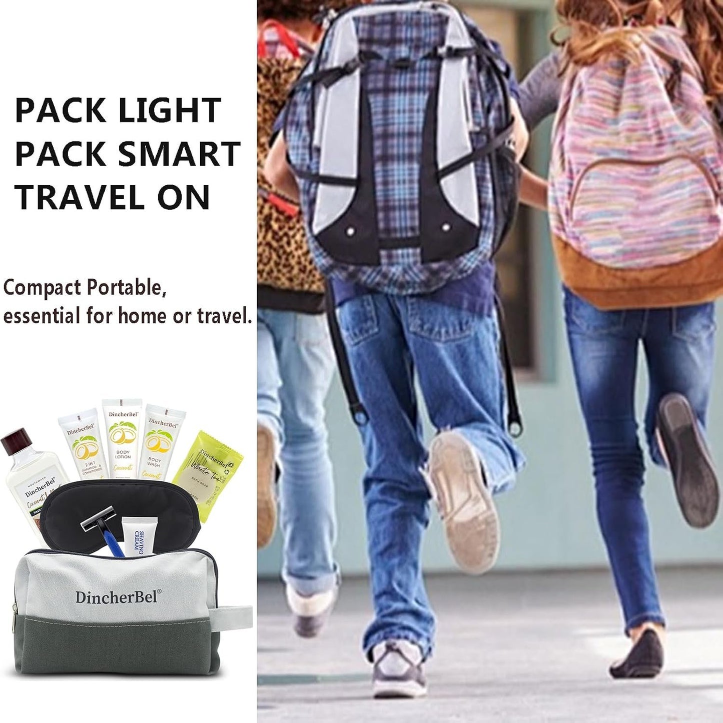 Travel Toiletry Kit, Hygiene Essential Kit for Travel, Business & Charity, 14-Piece Mini Toiletry Reusable Toiletry Zippered Bag