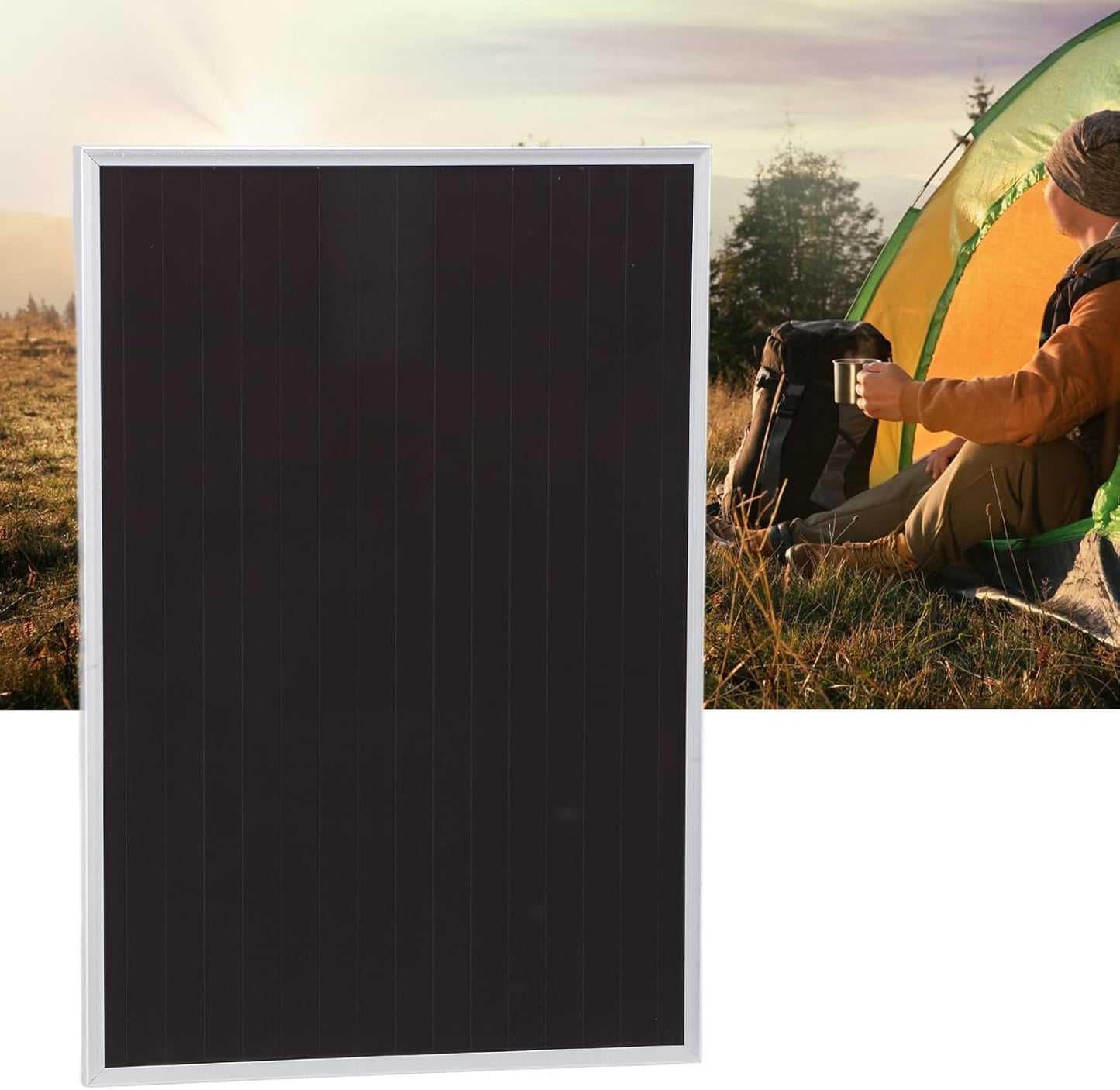 20 Watt 12 Volt Solar Panel Solar Trickle Charger, Aluminum Frame Amorphous Silicon Panel, USB Portable Charger Power for Camping, Outdoor Activities, Emergency